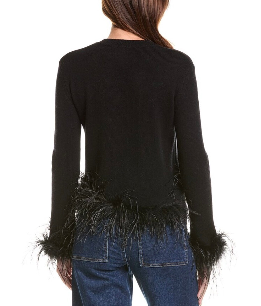 27 Miles Malibu Feather Trim Wool & Cashmere-Blend Sweater