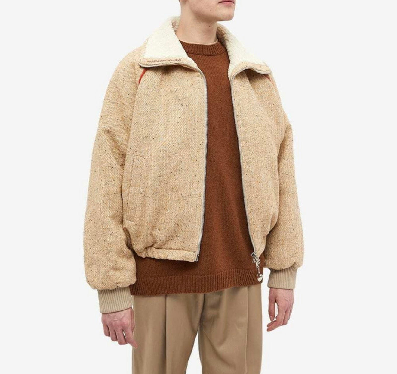 ACNE STUDIO light beige tweed cropped jacket