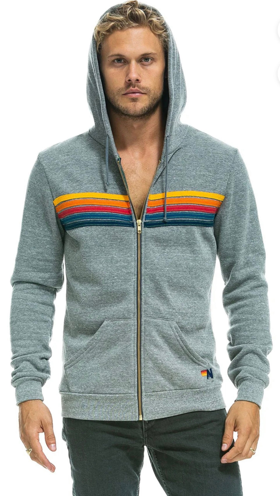 AVIATOR NATION
5 STRIPE HOODIE & SWEATPANTS SET- HEATHER GREY