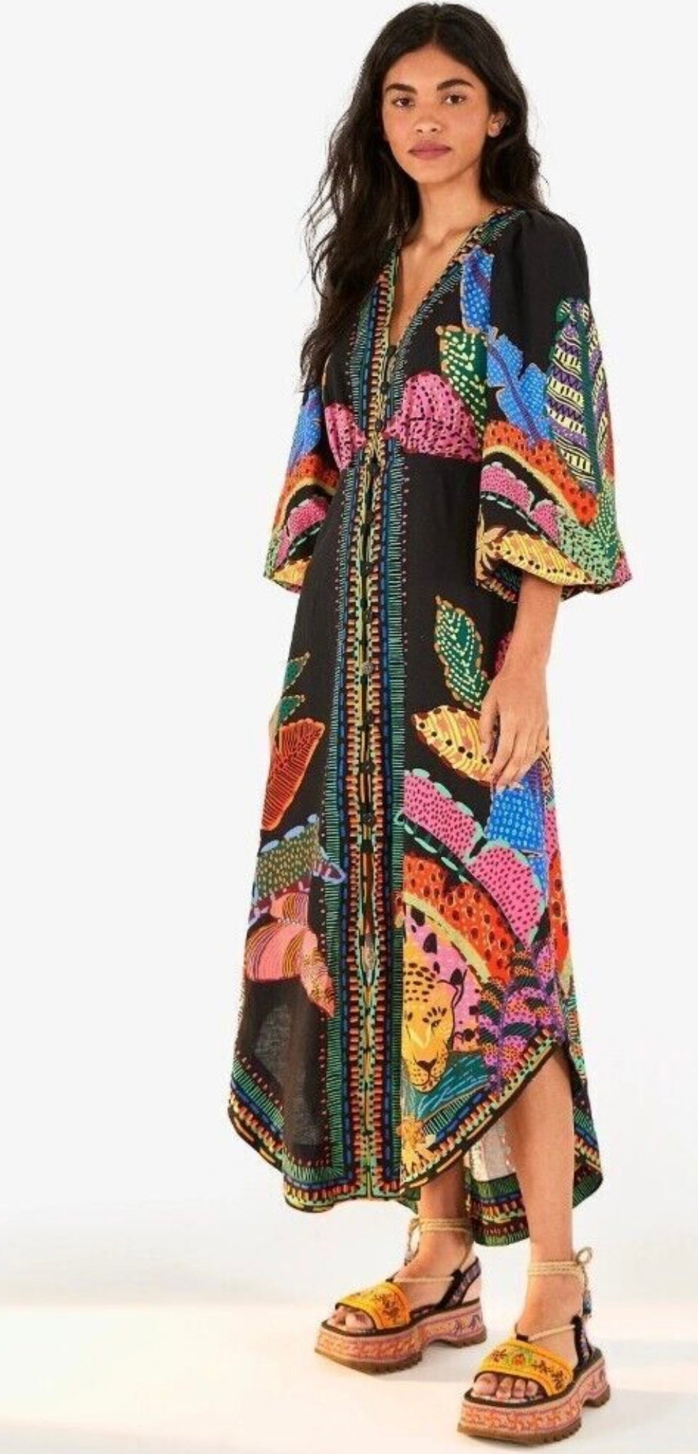 Farm Rio Black Cool Leopards Maxi Dress