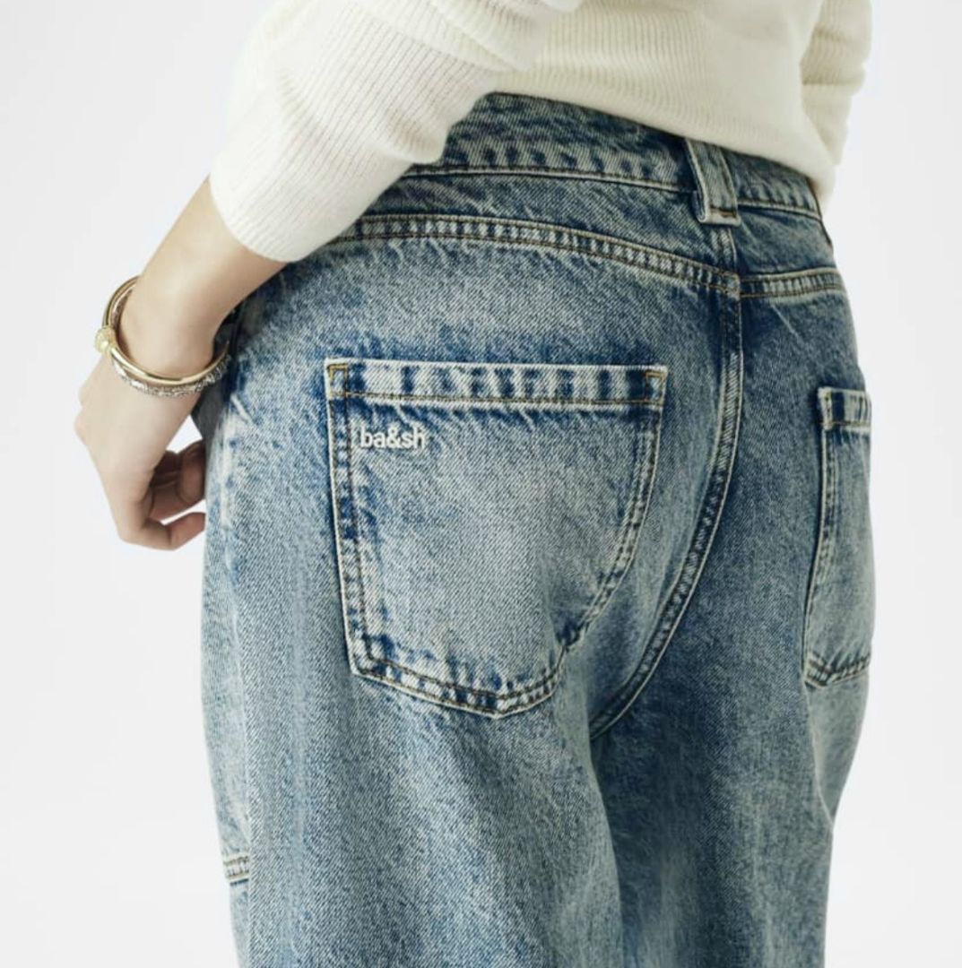 BA&SH Wide Leg Acid Wash Jeans