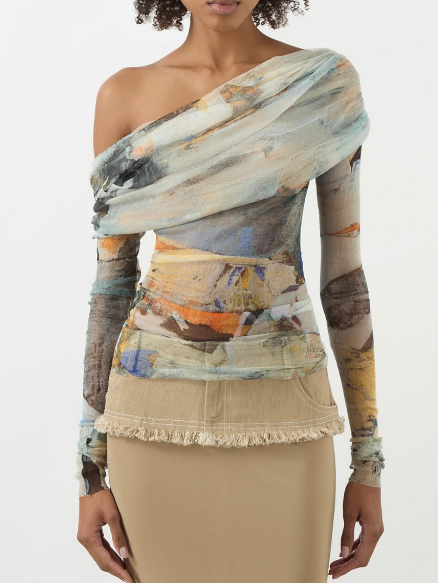 CHRISTOPHER ESBER
Veiled Off-The-Shoulder Top