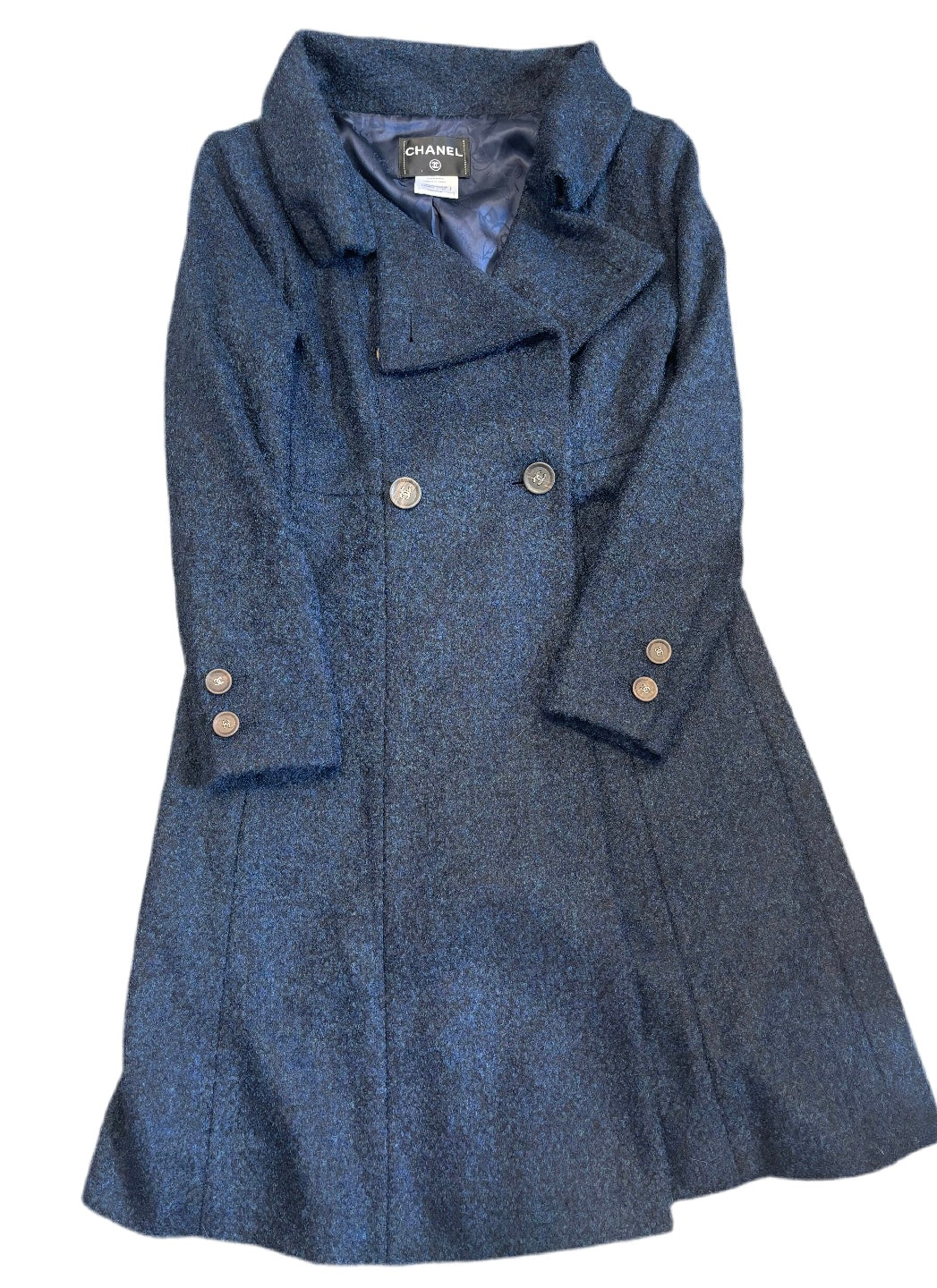 PRE-LOVED CHANEL blue wool/alpaca coat