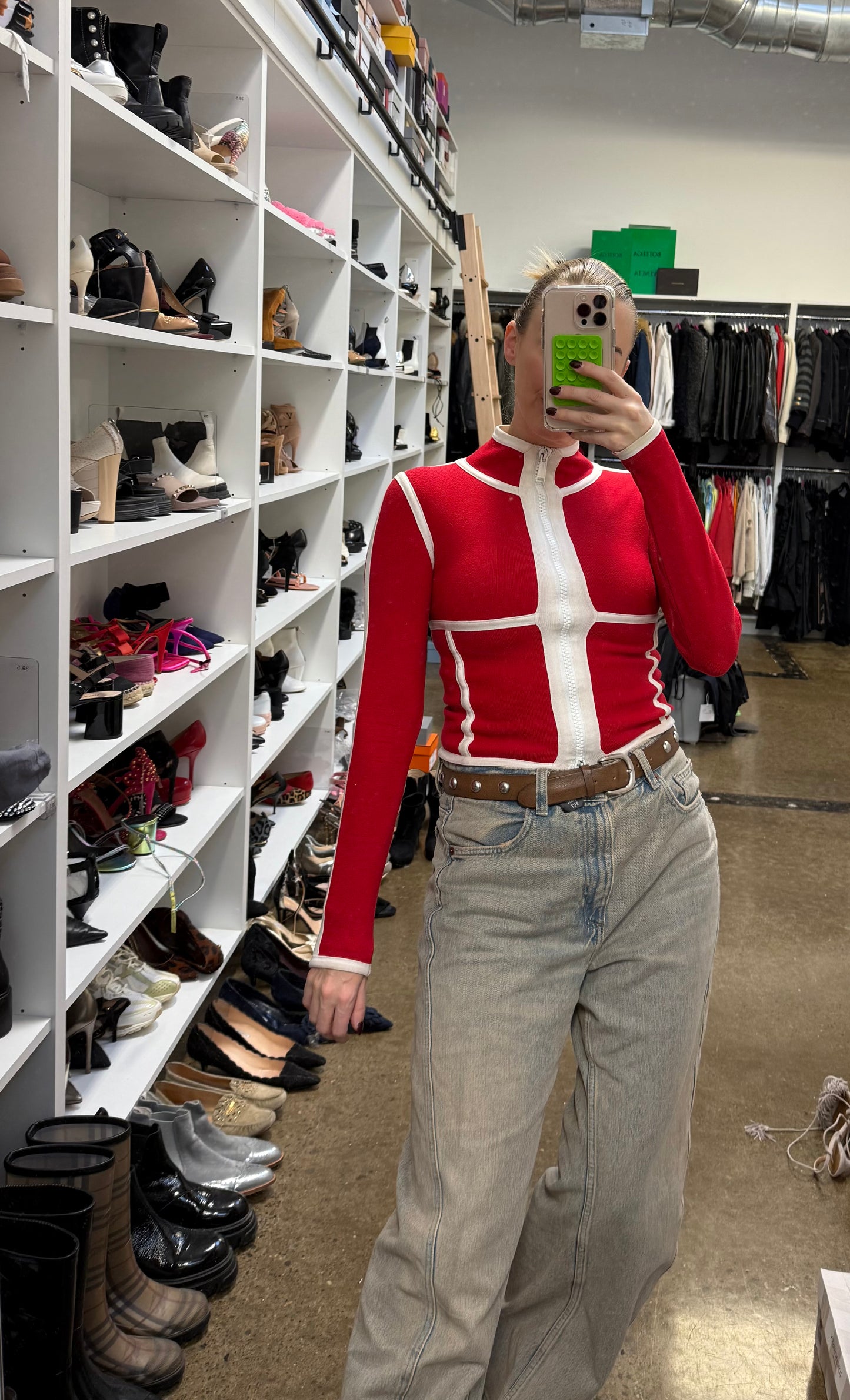 DSQUARED - Red & White Zip Sweater