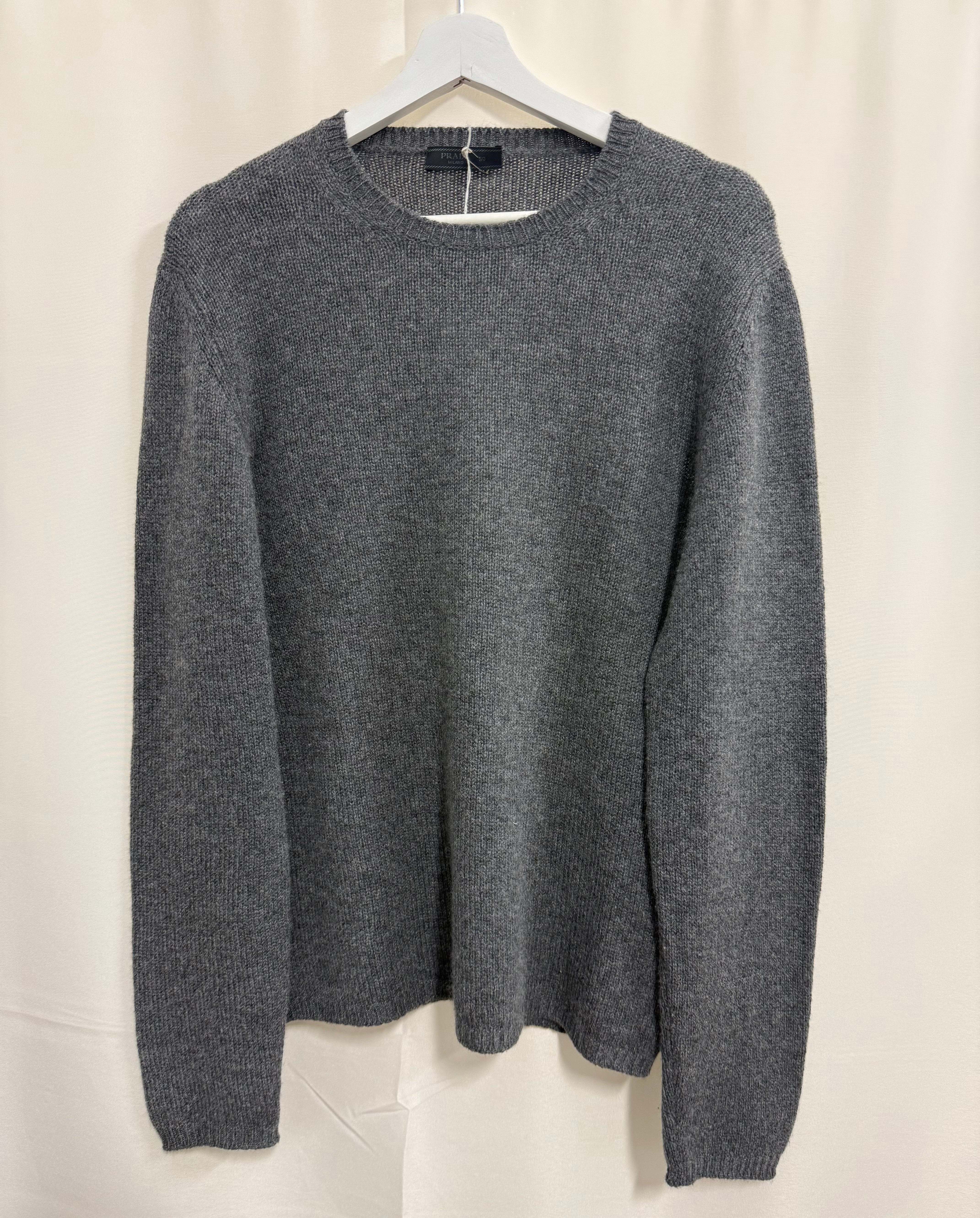 Prada - Men’s Grey 100% cashmere Crewneck Sweater
