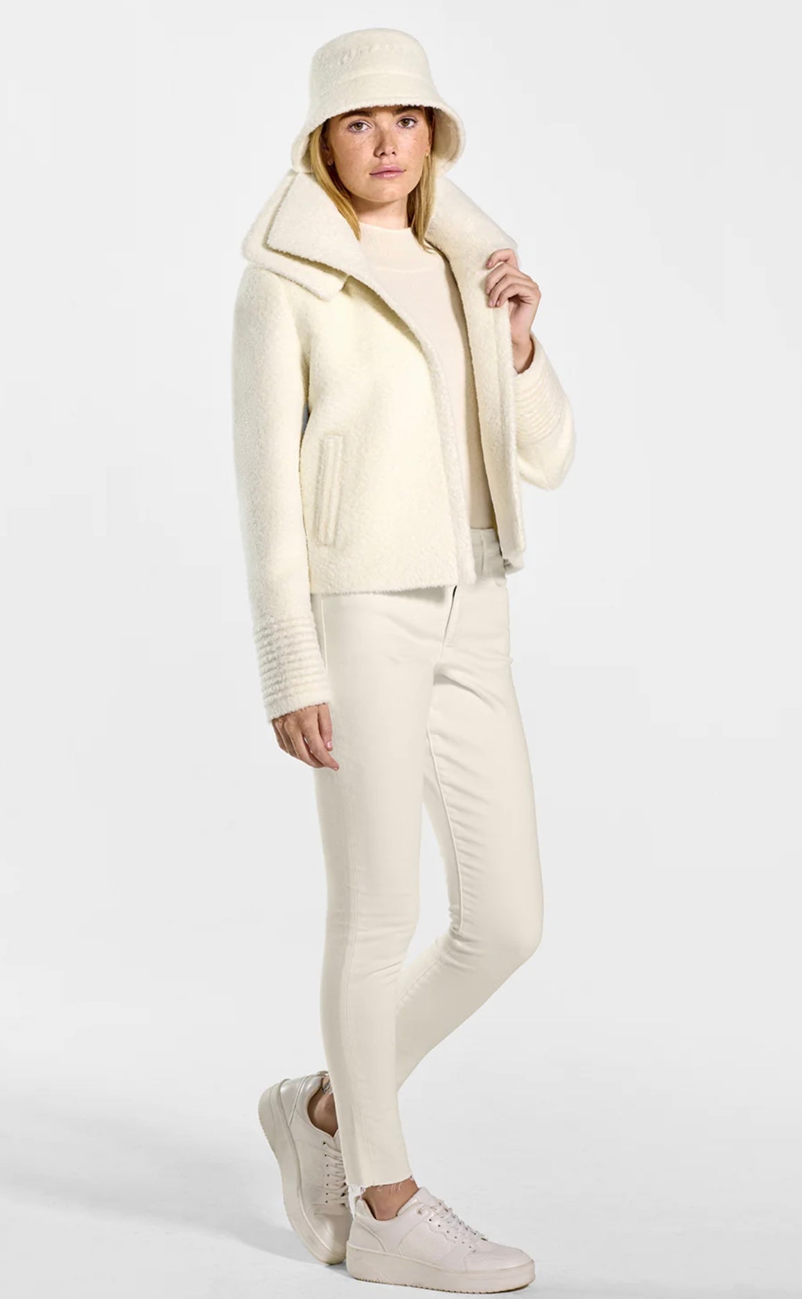 SENTALER - BOUCLÉ ALPACA MOTO JACKET WITH SIGNATURE DOUBLE COLLAR