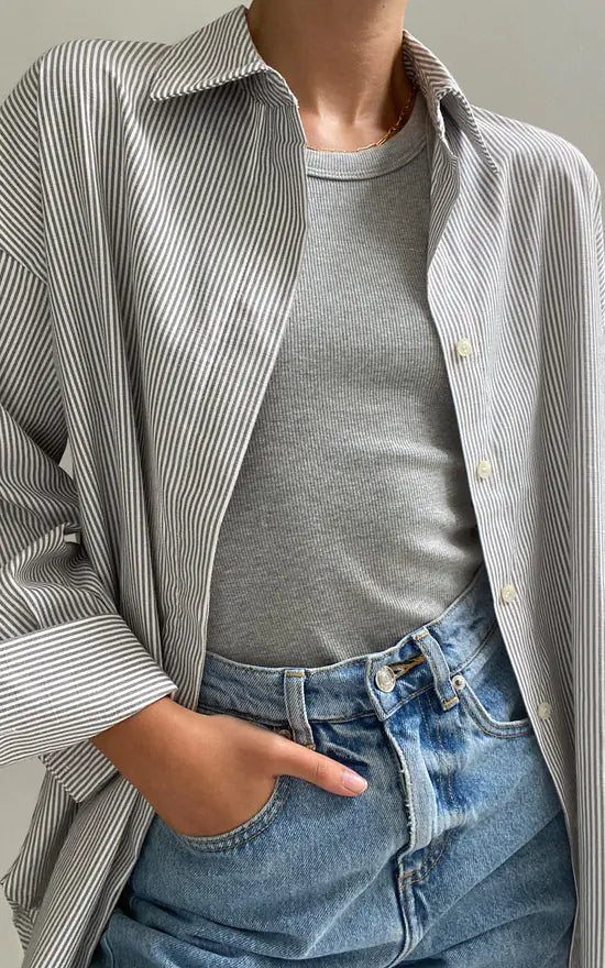 CHARLI tila blouse in grey stripe