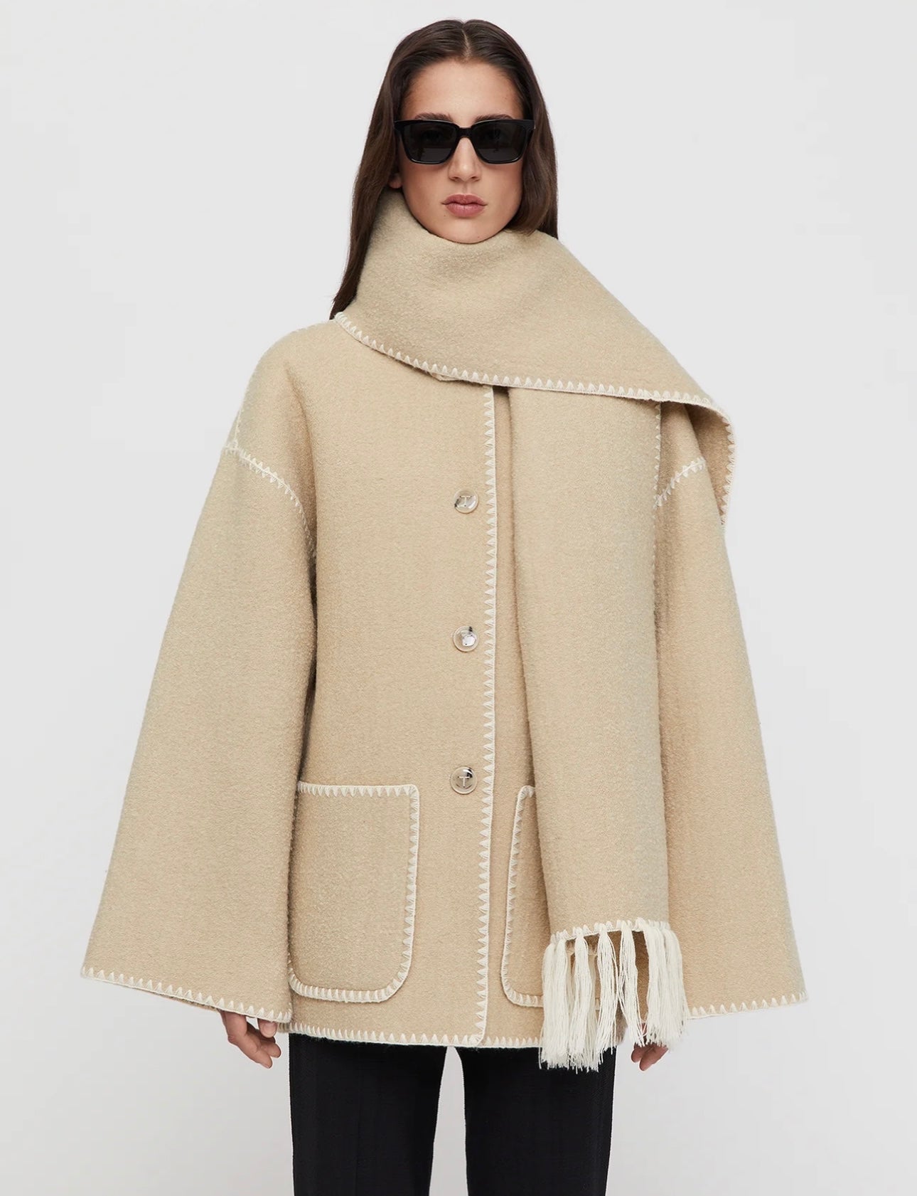 Toteme NEW Embroidered scarf jacket harvest