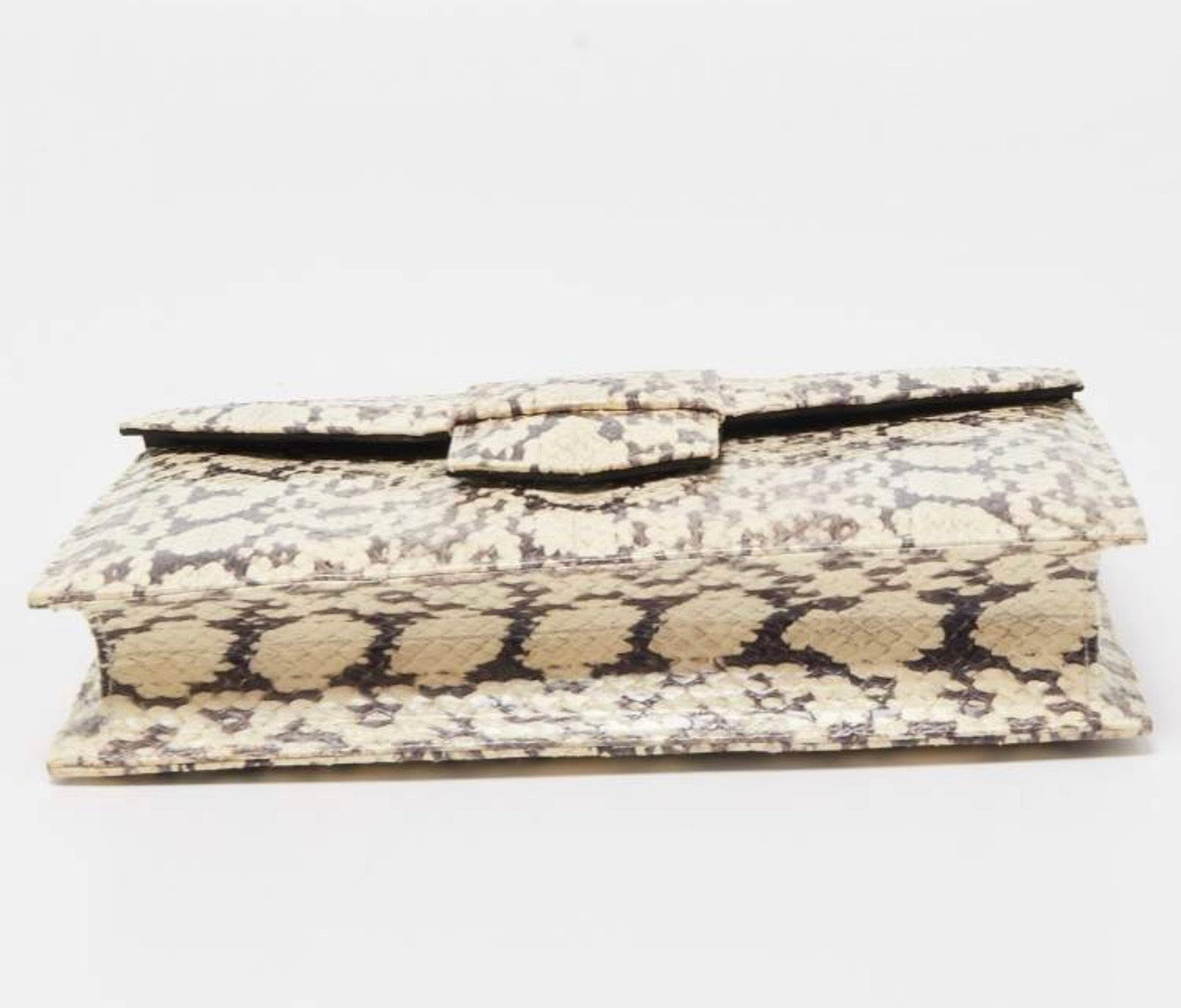 OSCAR DE LA RENTA white +brown snakeskin square bag
