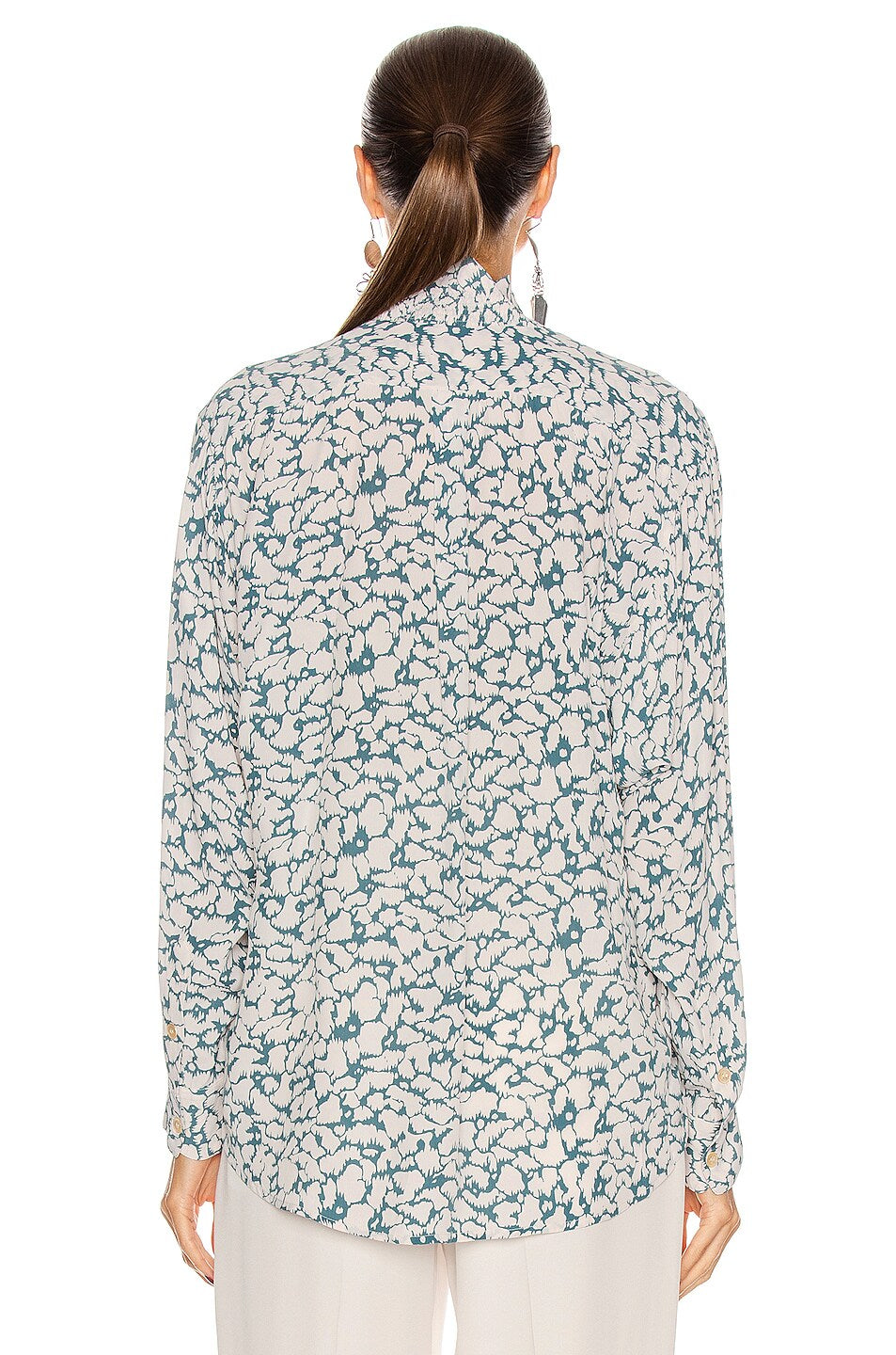 Isabel Marant Etoile Green and White High Neck Blouse