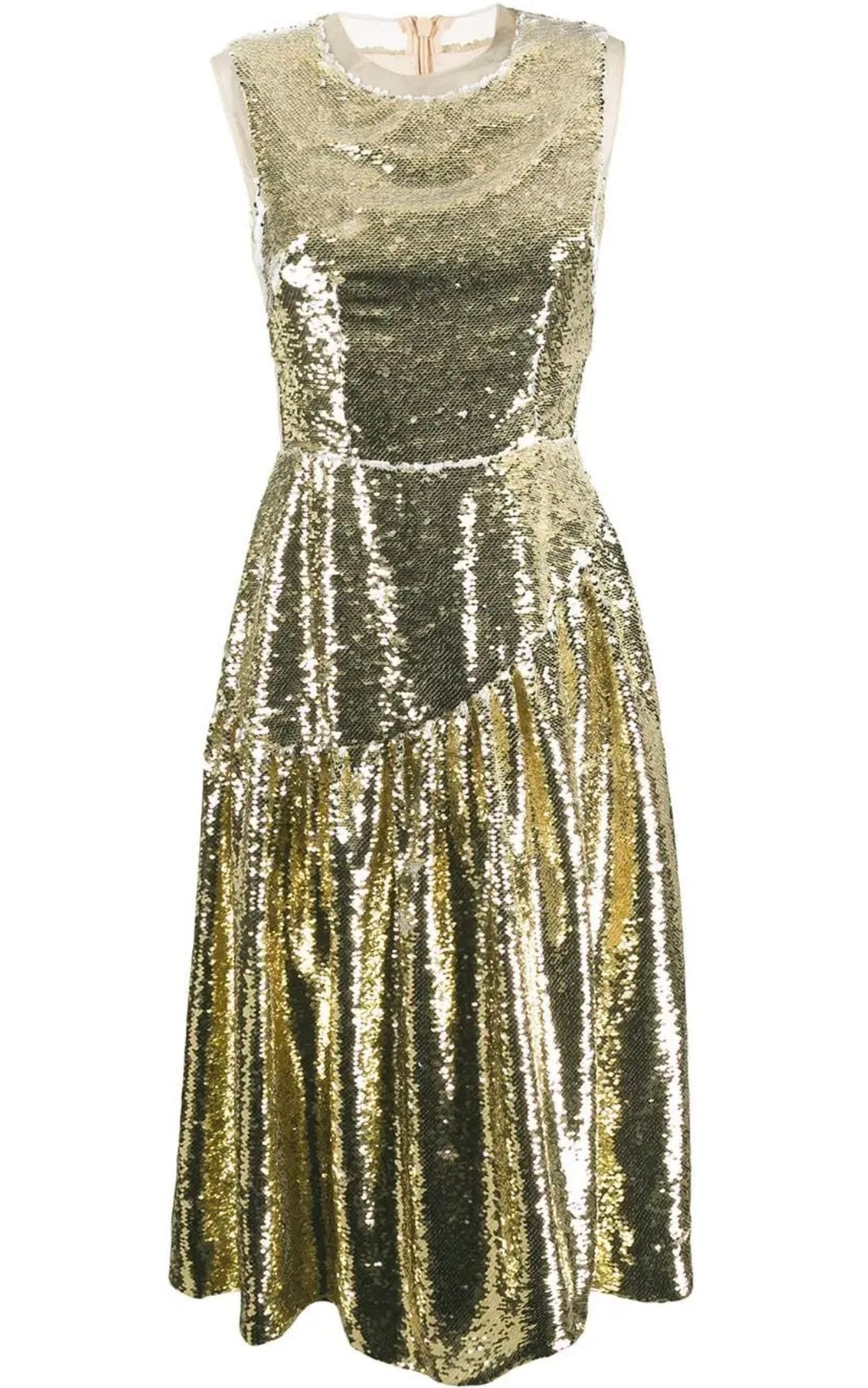 SIMONE ROCHA gold/white sequin mid length dress