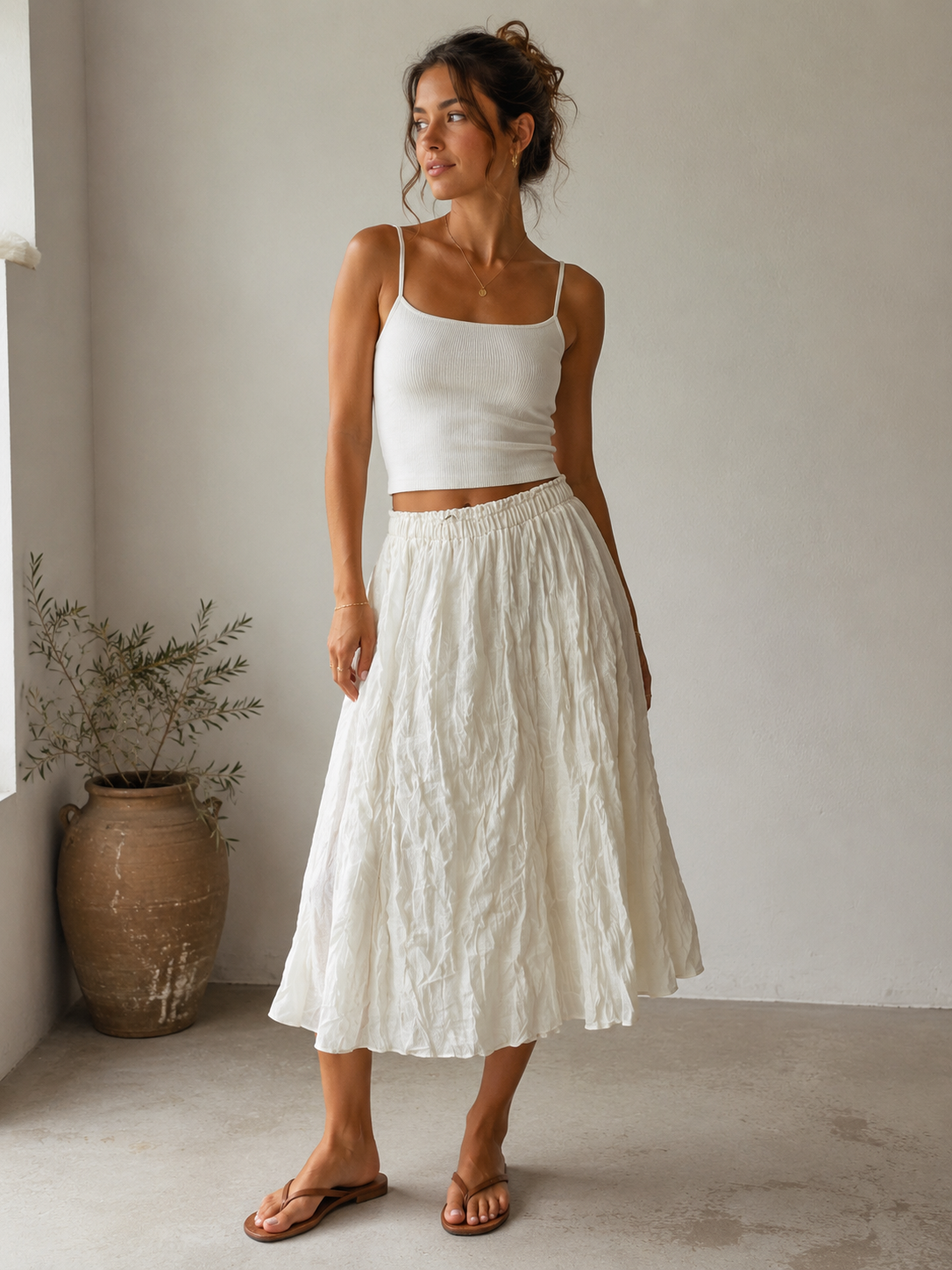MASSIMO DUTTI cream circle skirt