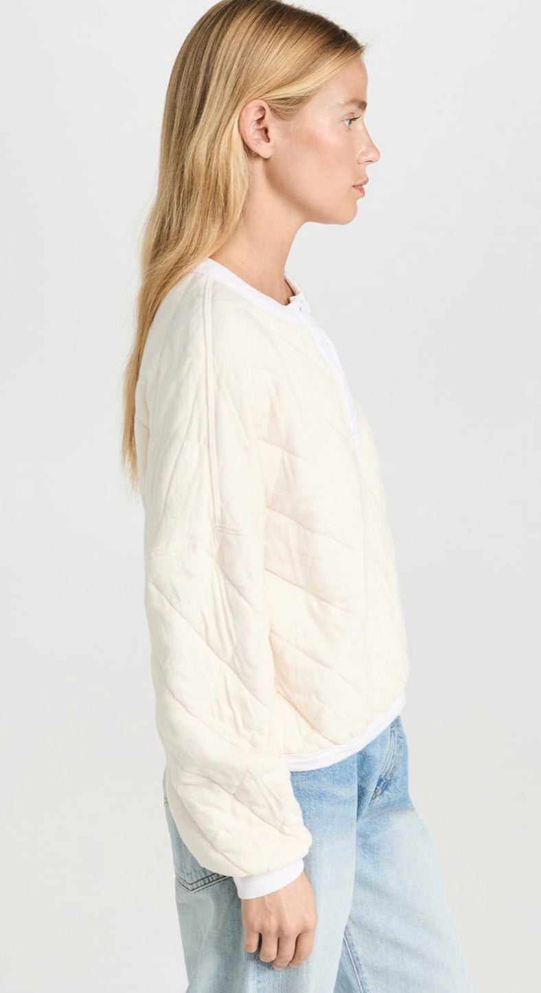 Stateside -
Quilted Oversized Henley Pullover