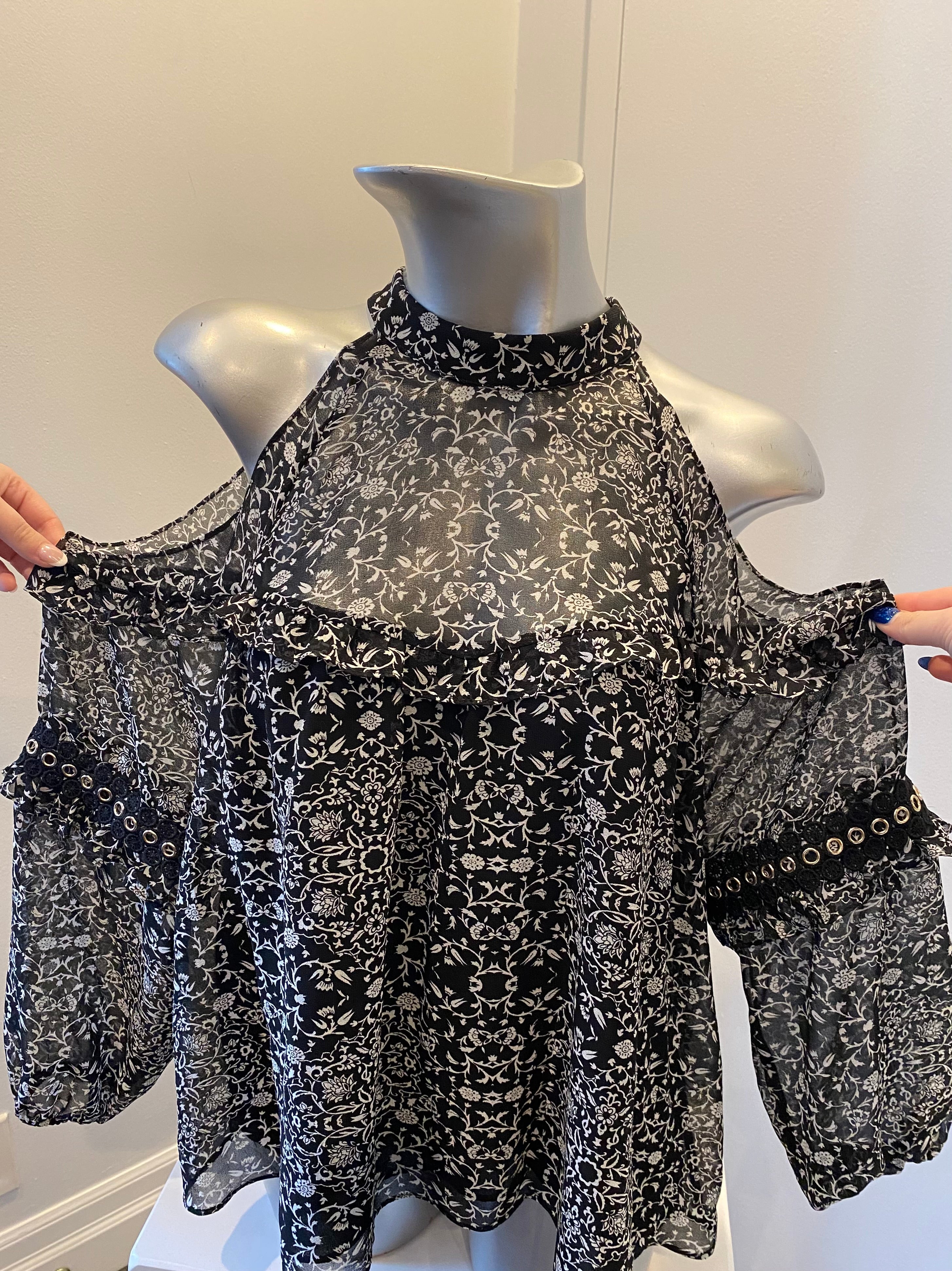 Misa LA Cold Shoulder Floral Blouse