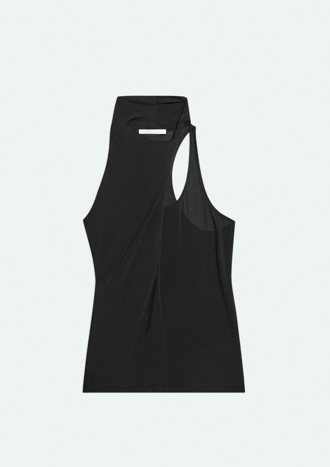 Helmut Lang Black Asymmetric Draped Top