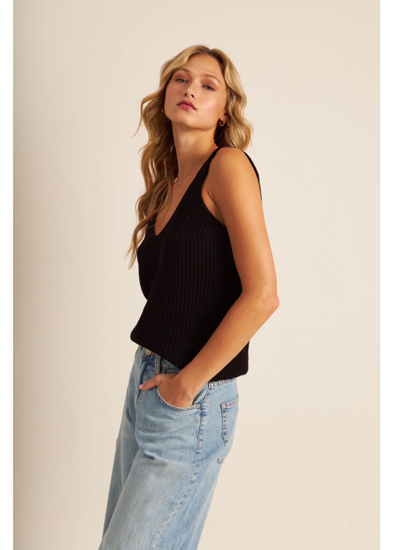 JOHN + JENN the Pete knit tank in caviar