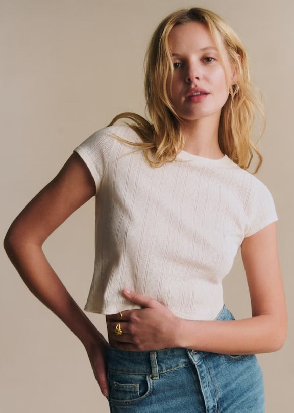 SEZANE pointelle mini tee