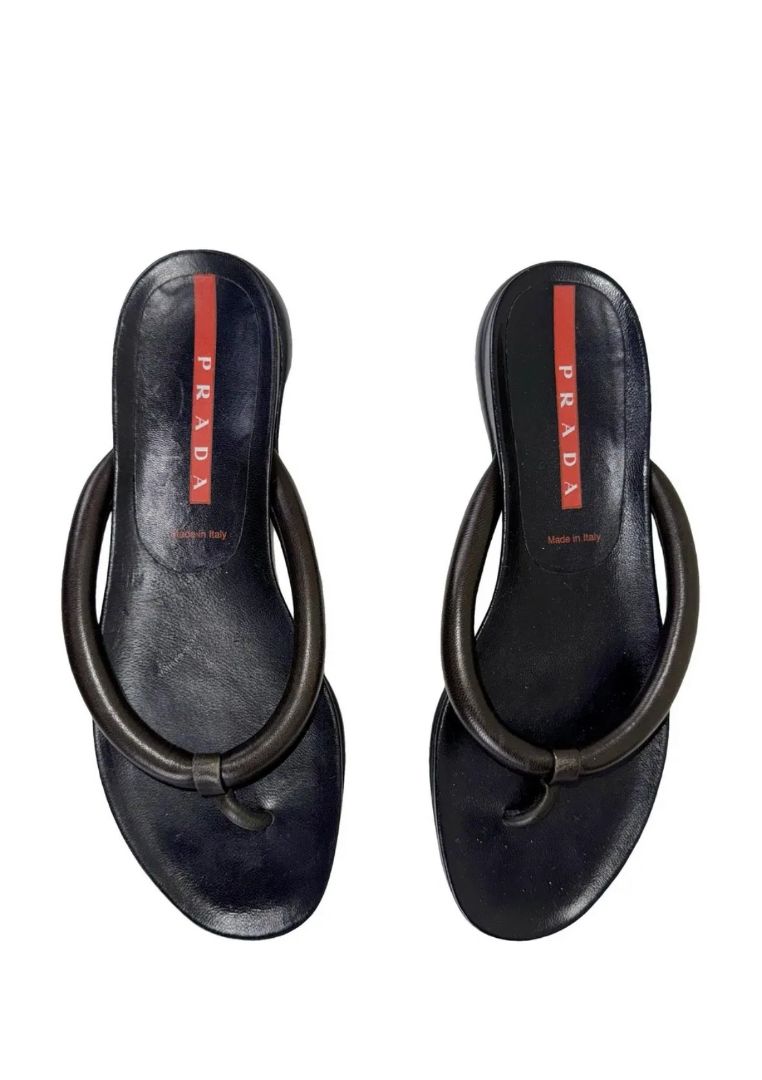 Prada Thick Leather Flip Flop