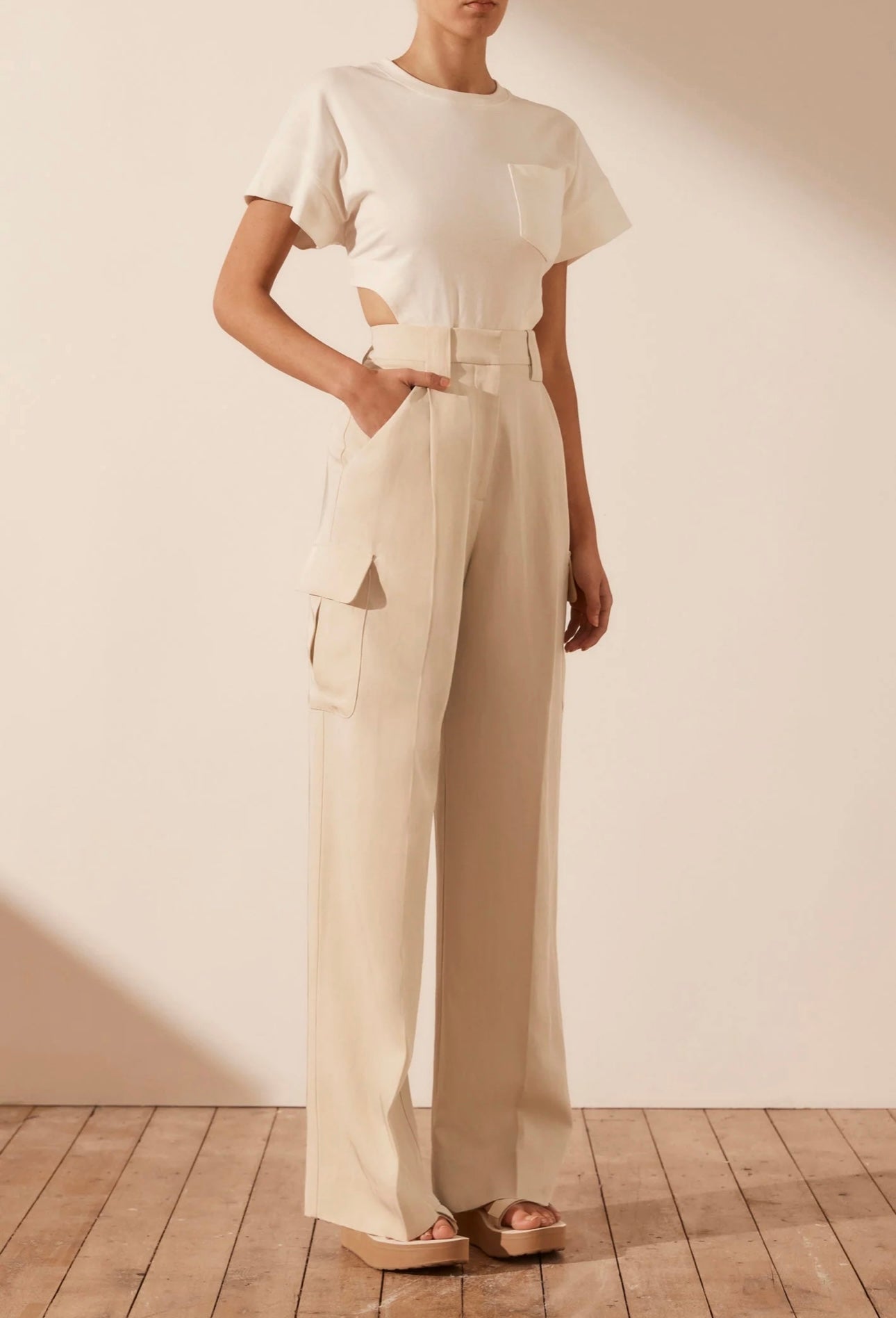 Shona Joy - Sara Utility Relaxed Pant - Bone