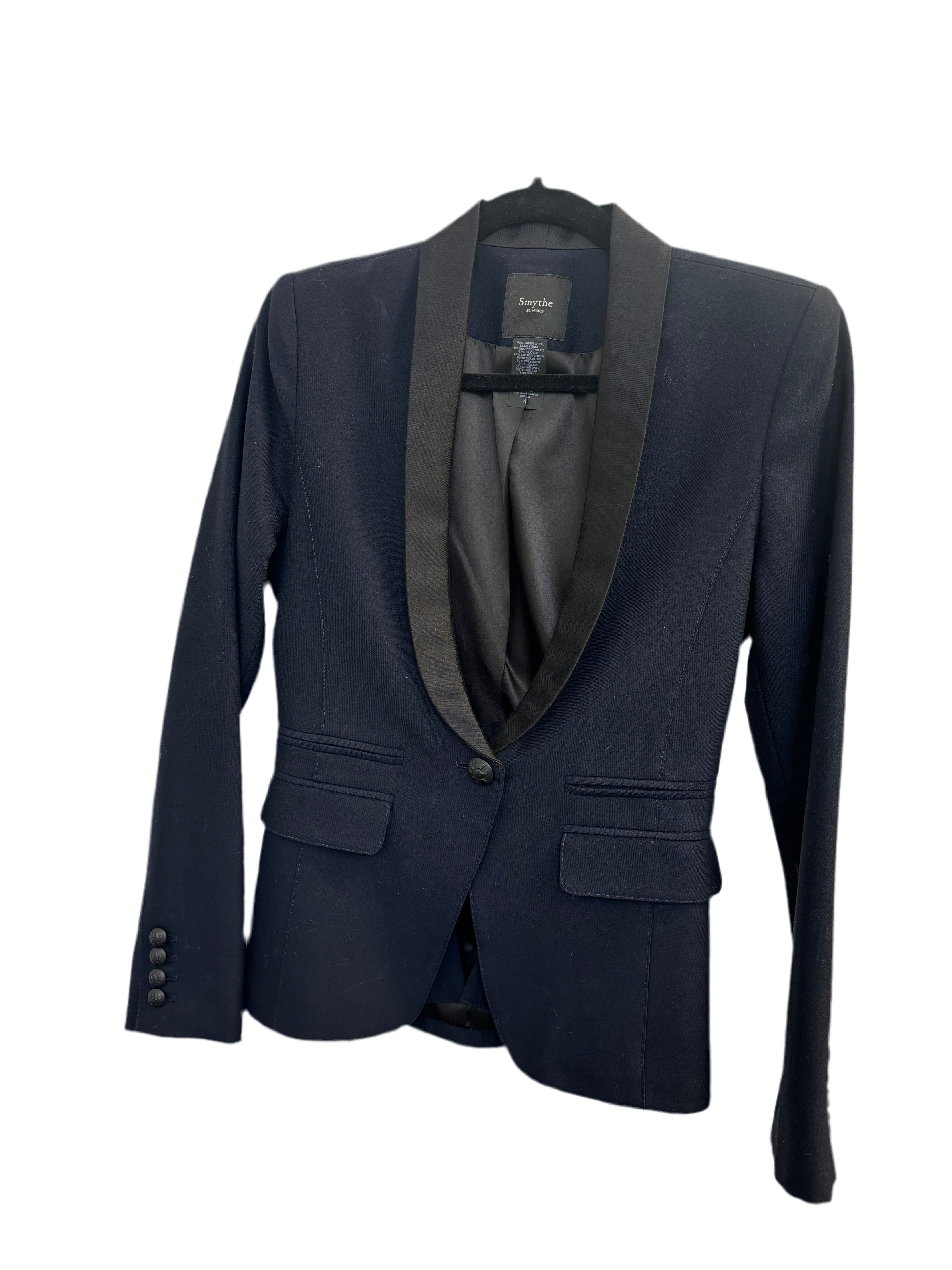 SMYTHE navy blazer with black trim
