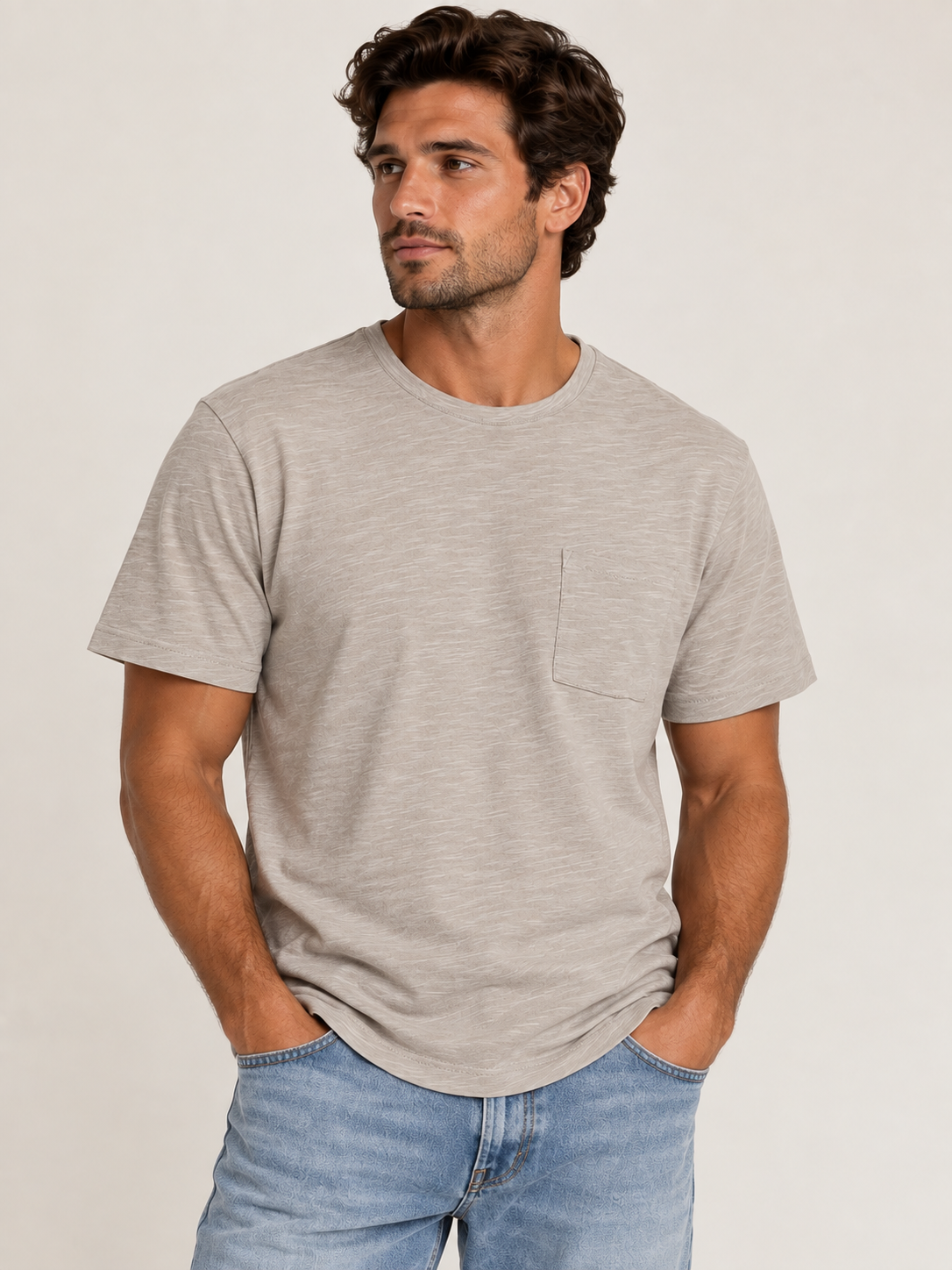 PAIGE brown tshirt NWT Kenneth Crew in Murky mist, mens