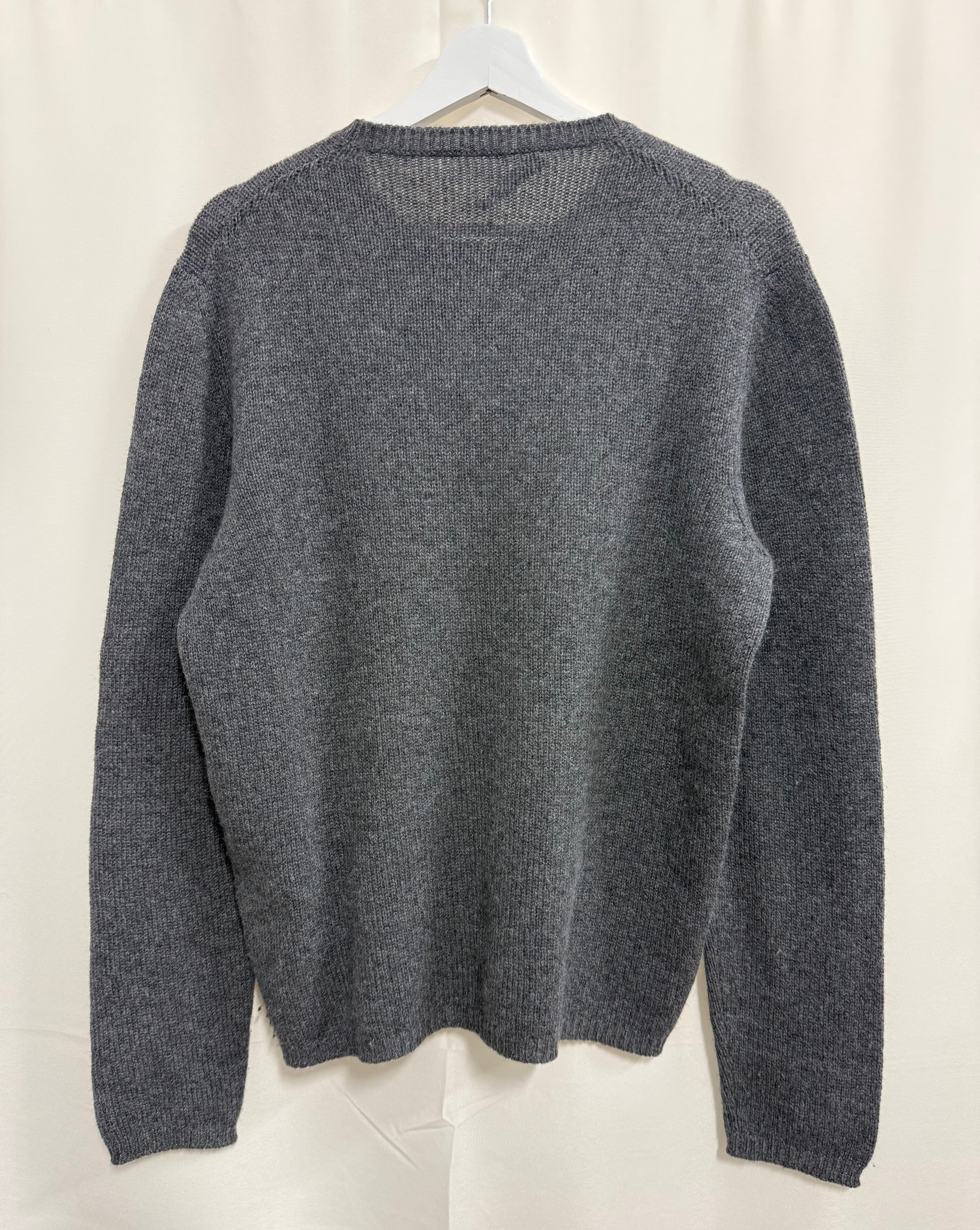 Prada - Men’s Grey 100% cashmere Crewneck Sweater