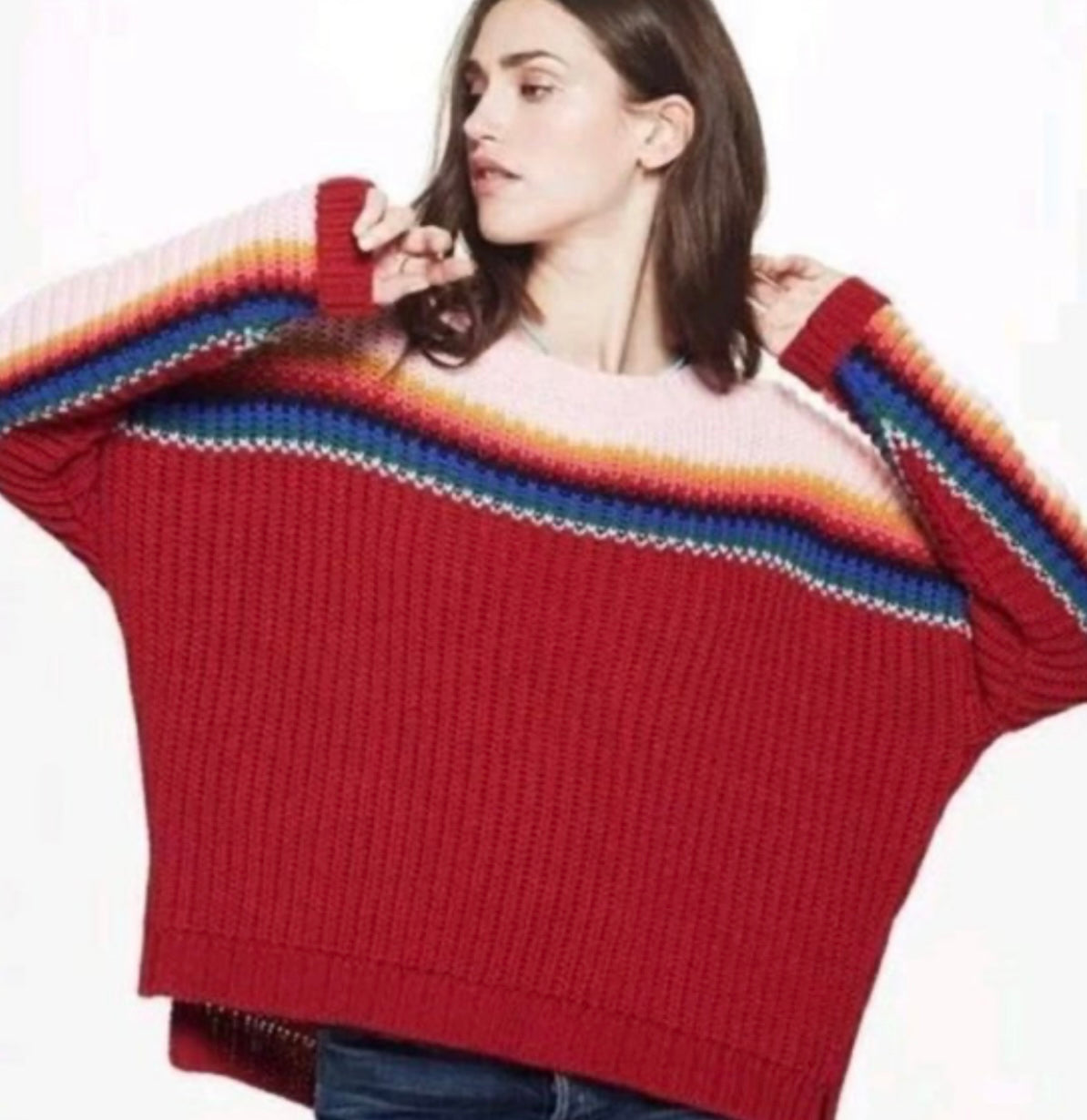 XIRENA Striped Bateau Neckline Sweater- Pink & Red Multi