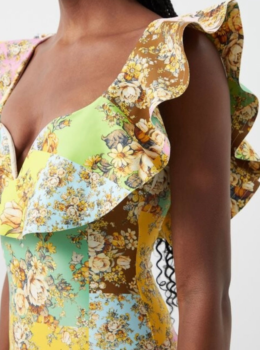 ALÉMAIS Alémais - Matilde Ruffled Floral-print Swimsuit - Yellow Multi