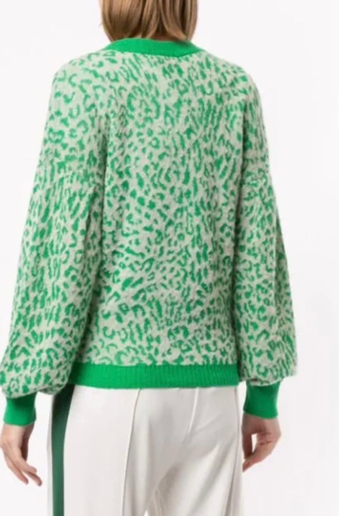 BAUM UND PFERDGARTEN - CELINE LEOPARD PRINT WOOL KNIT CARDIGAN
