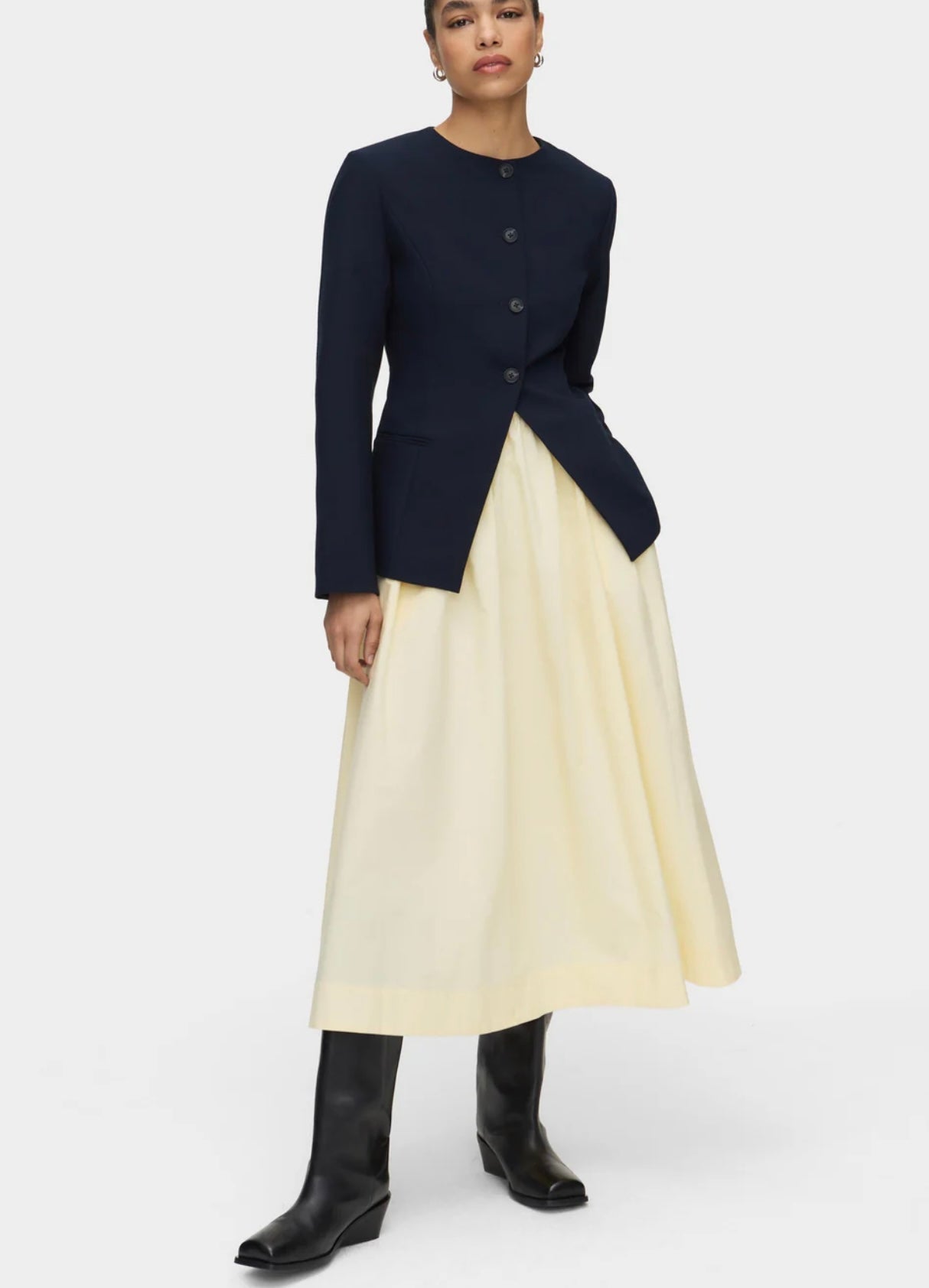 ALIGNE - NATALIE ELASTICATED COTTON MIDI SKIRT