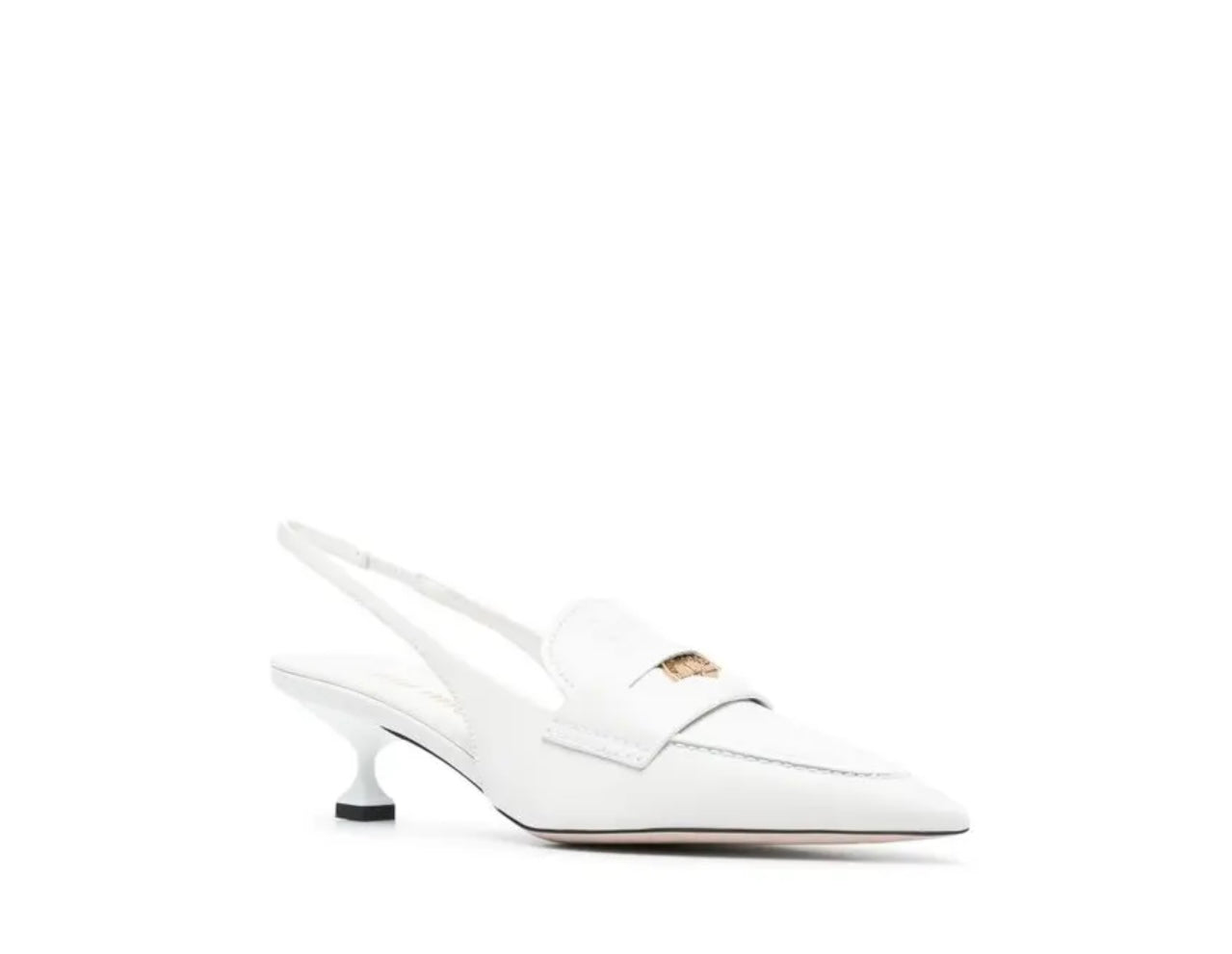 Miu Miu - White Patent Leather Slingback Penny Loafers