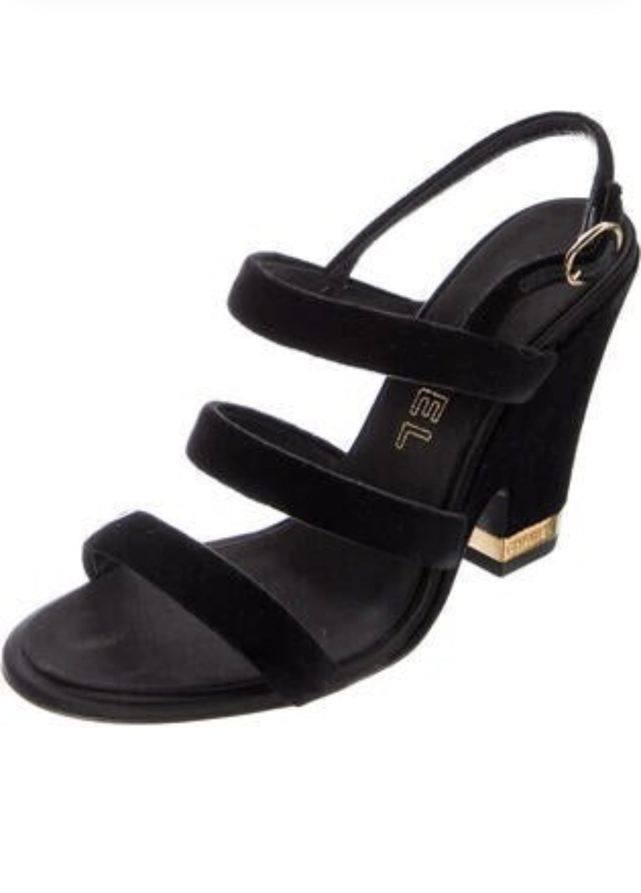 Pre-Loved Chanel - Interlocking CC Logo Velvet Slingback Sandals