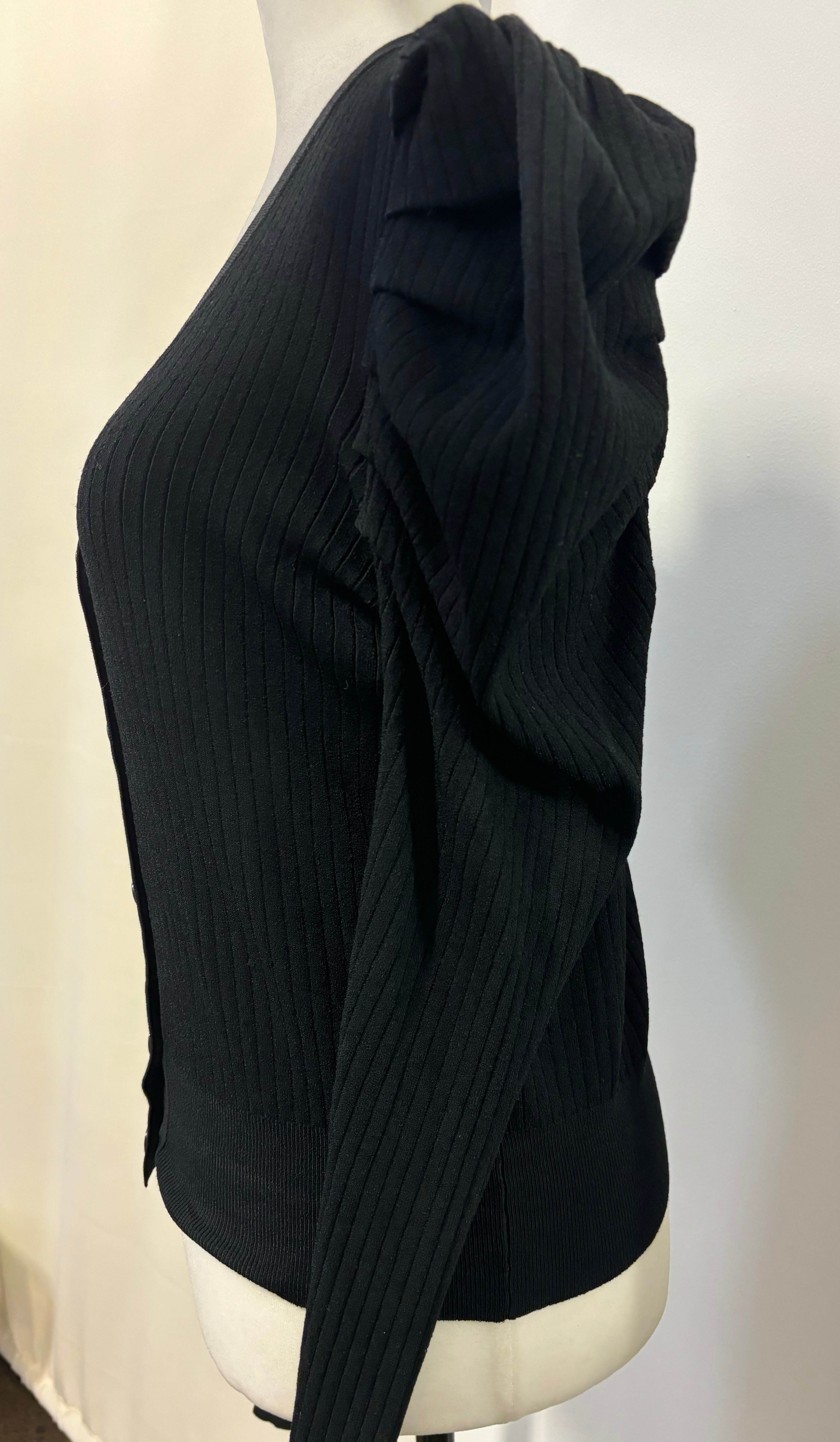 Autumn Cashmere Puff Sleeve Ribbed Cardigan