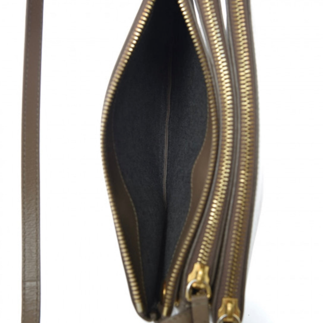 Preloved Celine -
Lambskin Small Trio Crossbody Bag Taupe