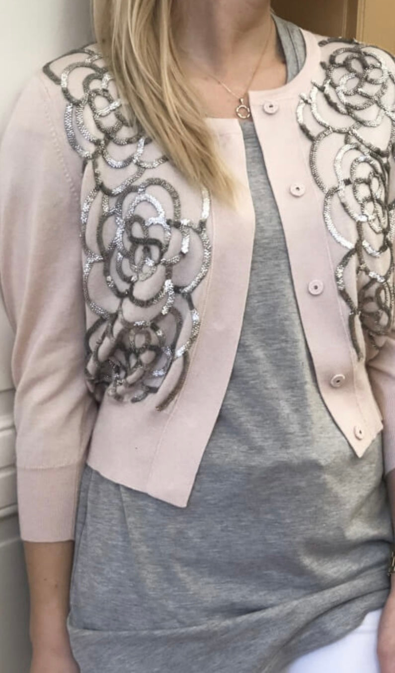 OSCAR DE LA RENTA
Sequin Detail Cashmere & Silk Knit Sweater Pink