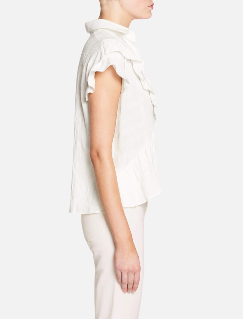 IRO ruffled white collared shirt