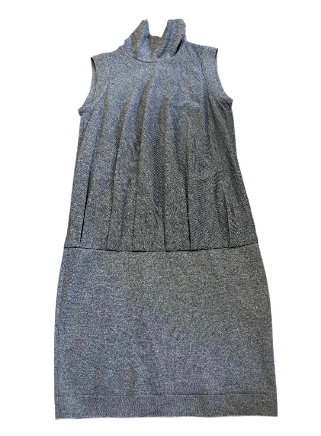 Brunello Cucinelli Grey Woolen Cowl Neck Sleeveless Dress