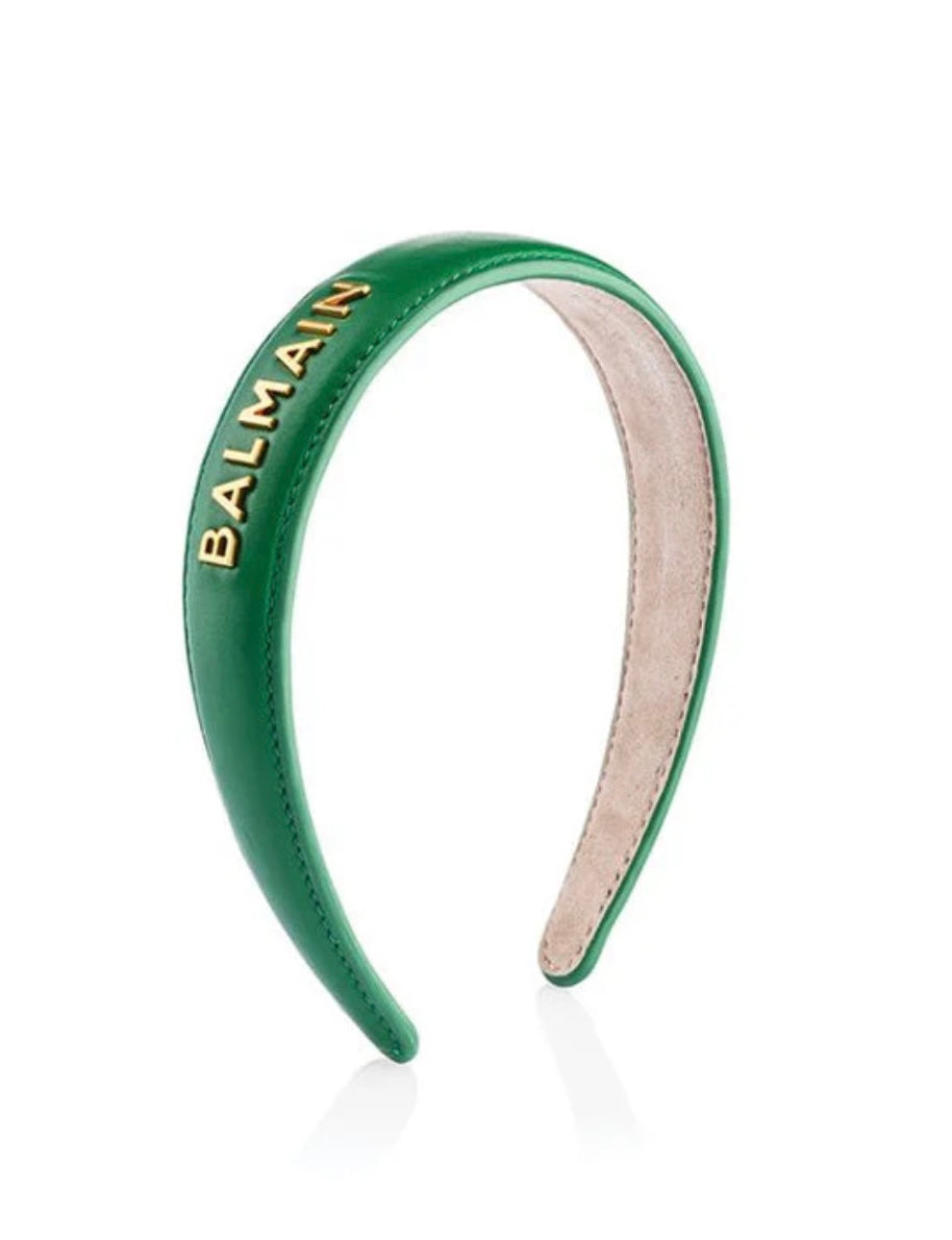 BALMAIN - 
Gold-Plated Logo Leather Headband