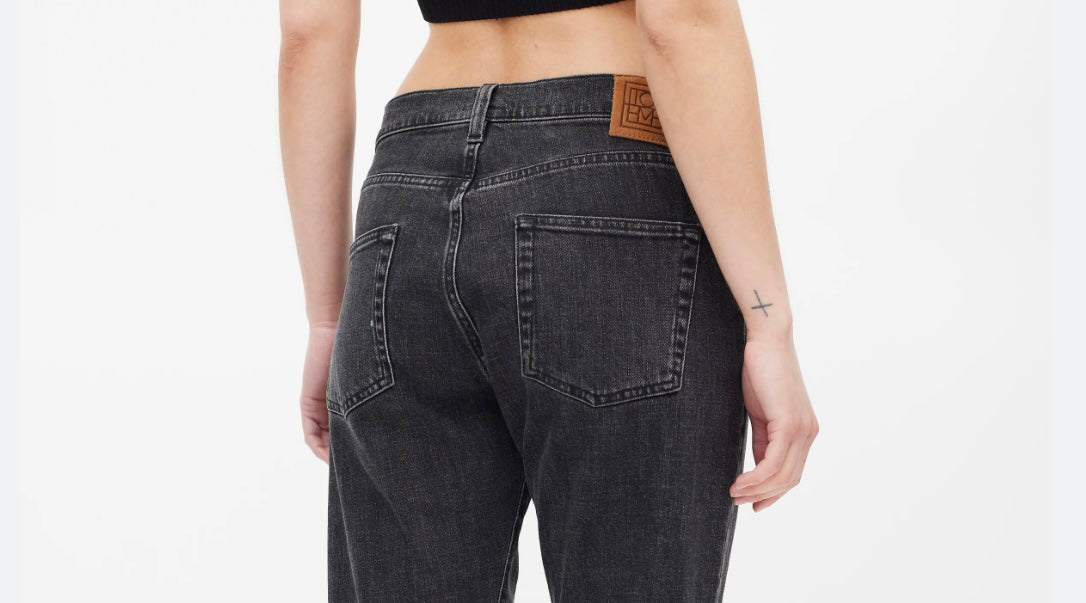 Toteme - Black Washed Original Straight-Leg Jeans