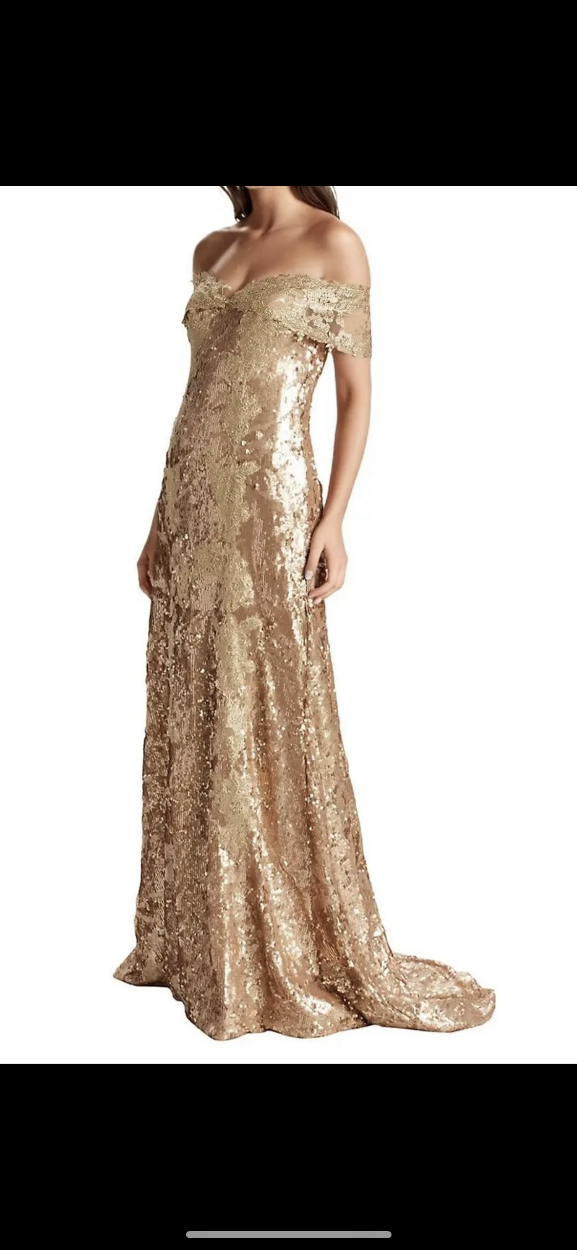Rene Ruiz Sparkle Off Shoulder Gown