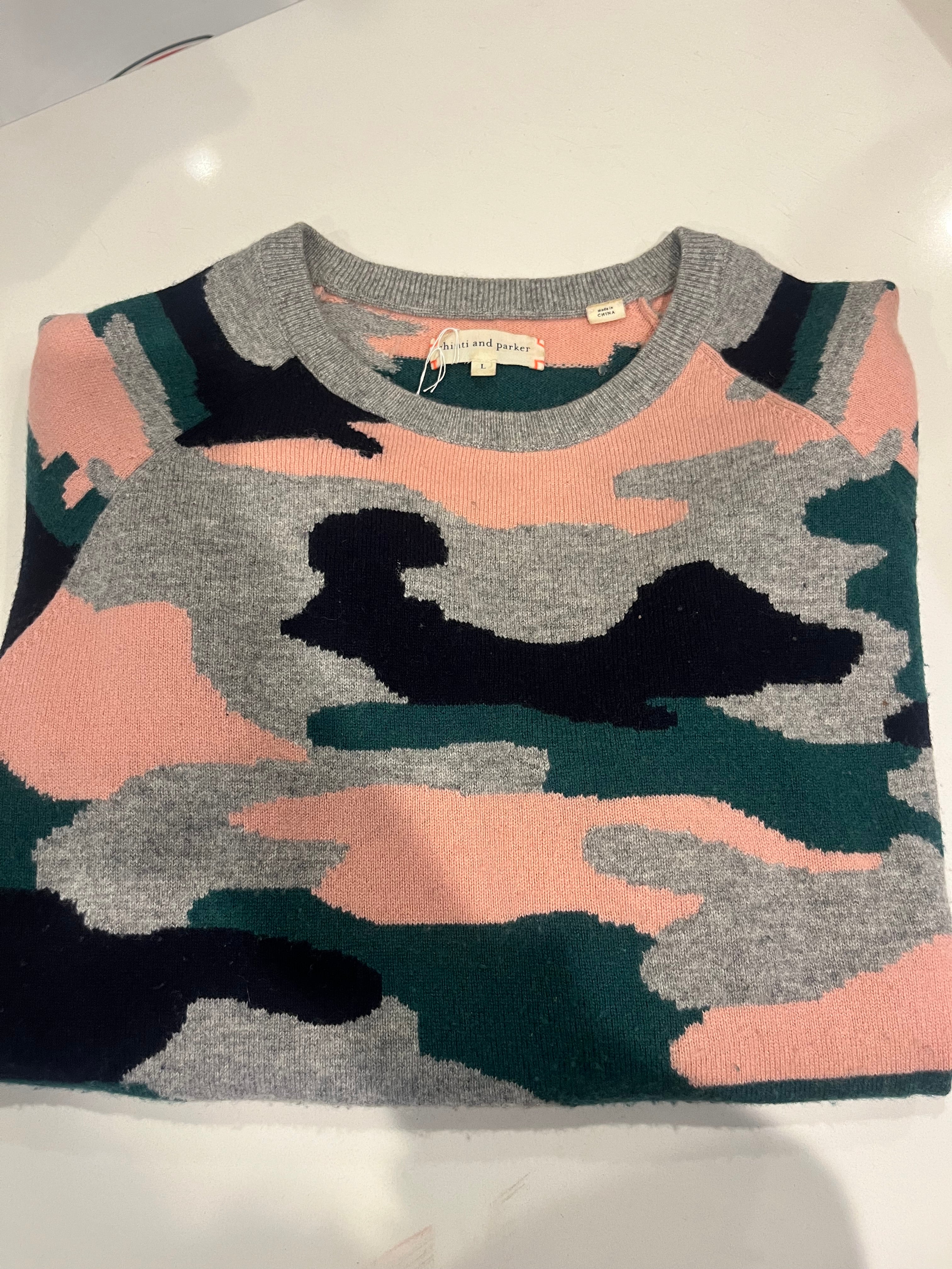 CHINTI PARKER camo cashmere sweater