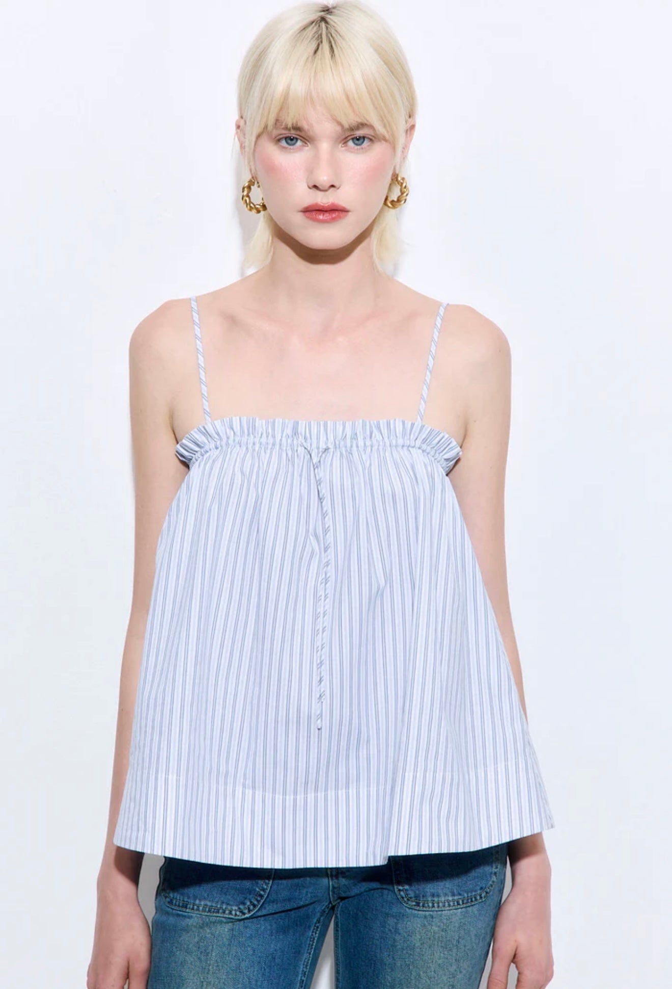 Dé Rococo, Ruffled Poplin Strappy Top