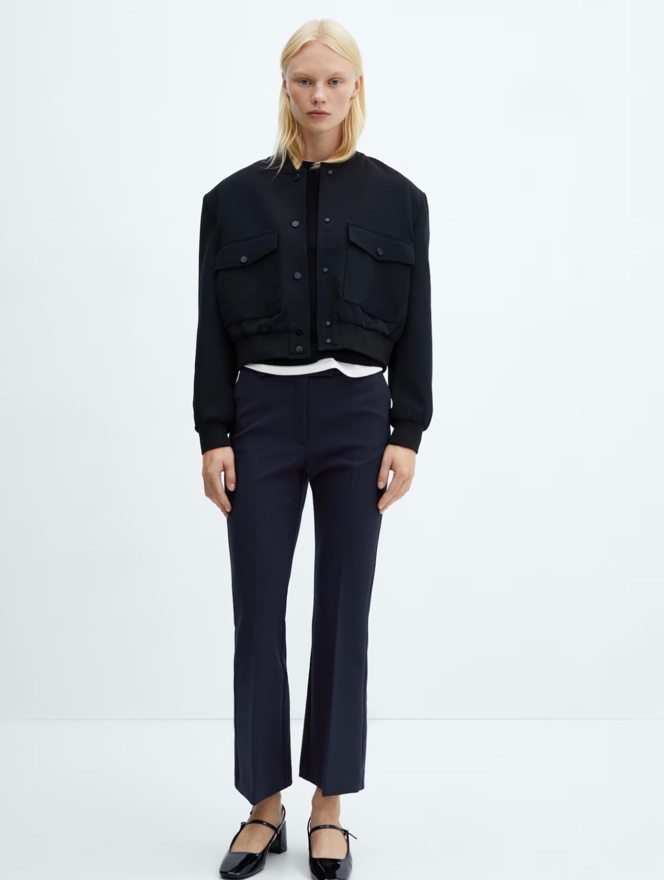 MANGO - Kick Flare Trousers in Navy