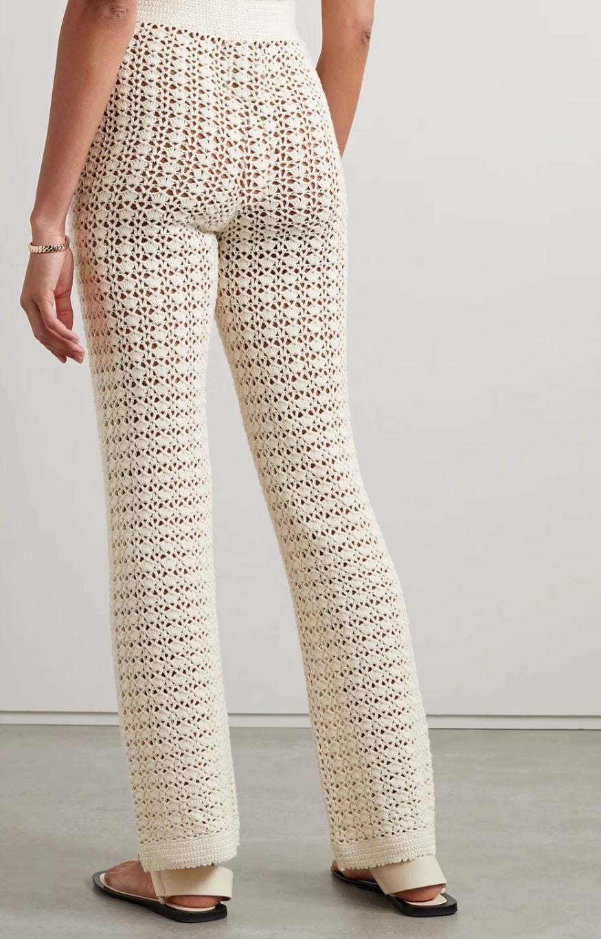 LESET
Lucy crocheted cotton straight-leg pants & Top - SET