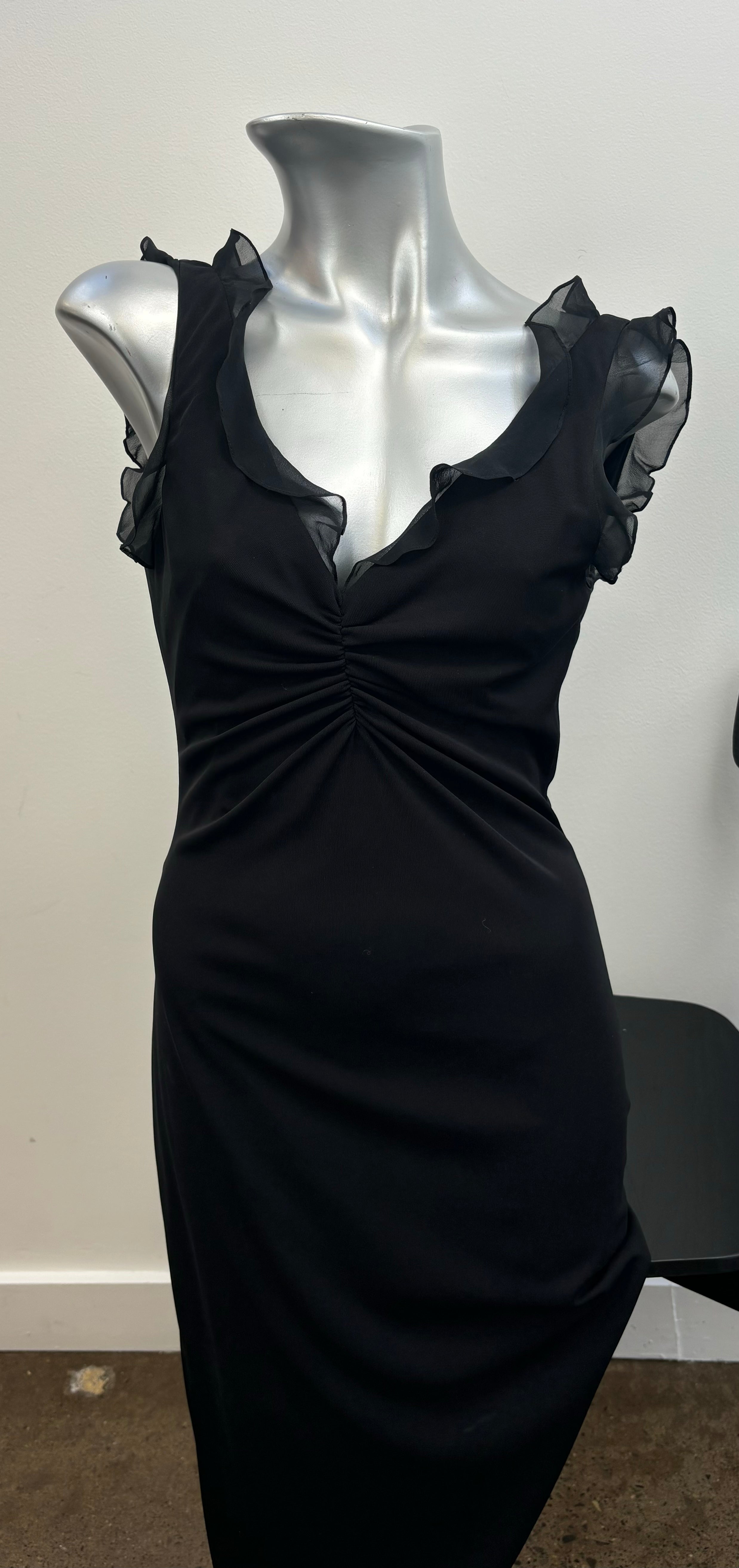 PHOBE black gown with ruffles