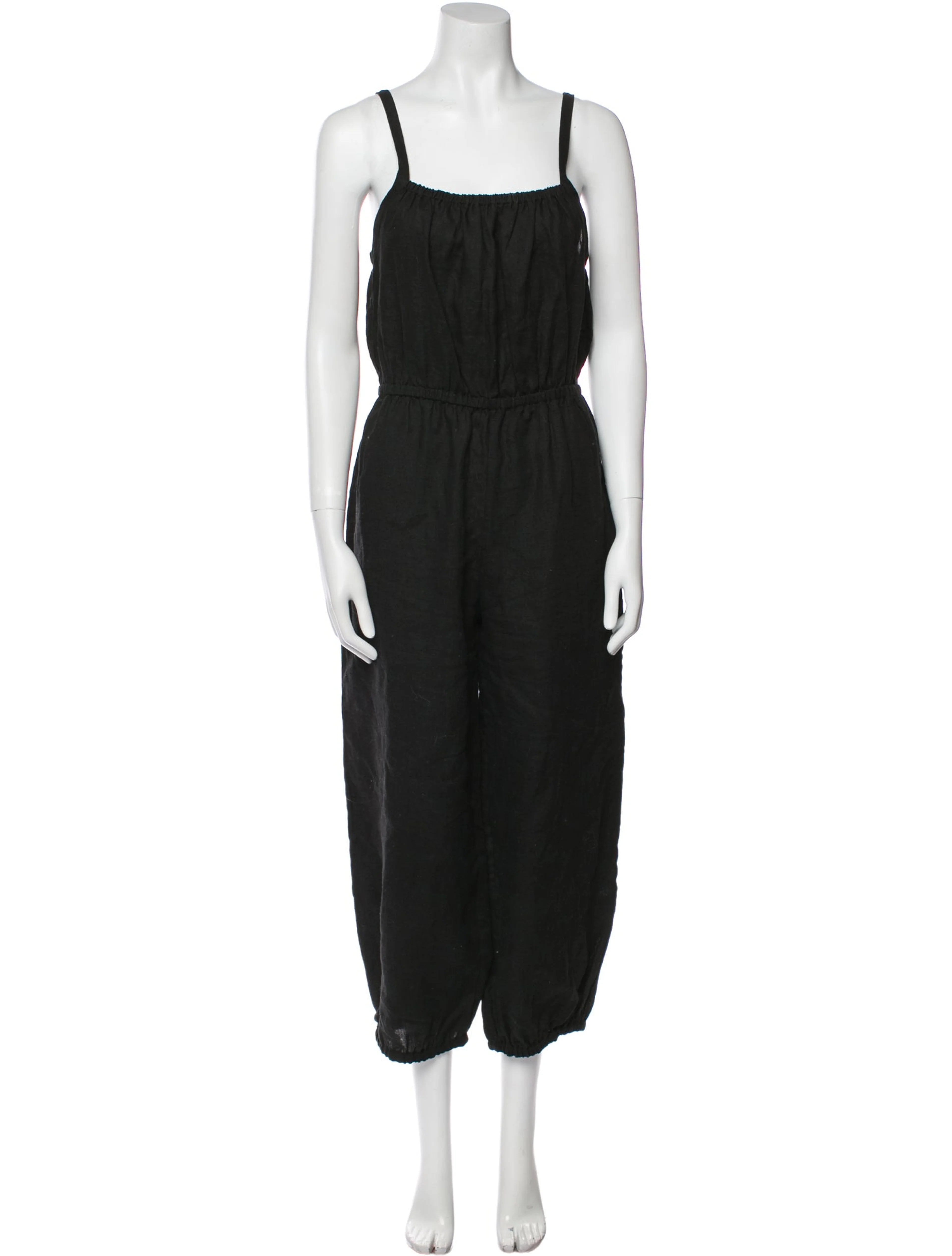 SUZIE KONDI black linen tank top jumpsuit