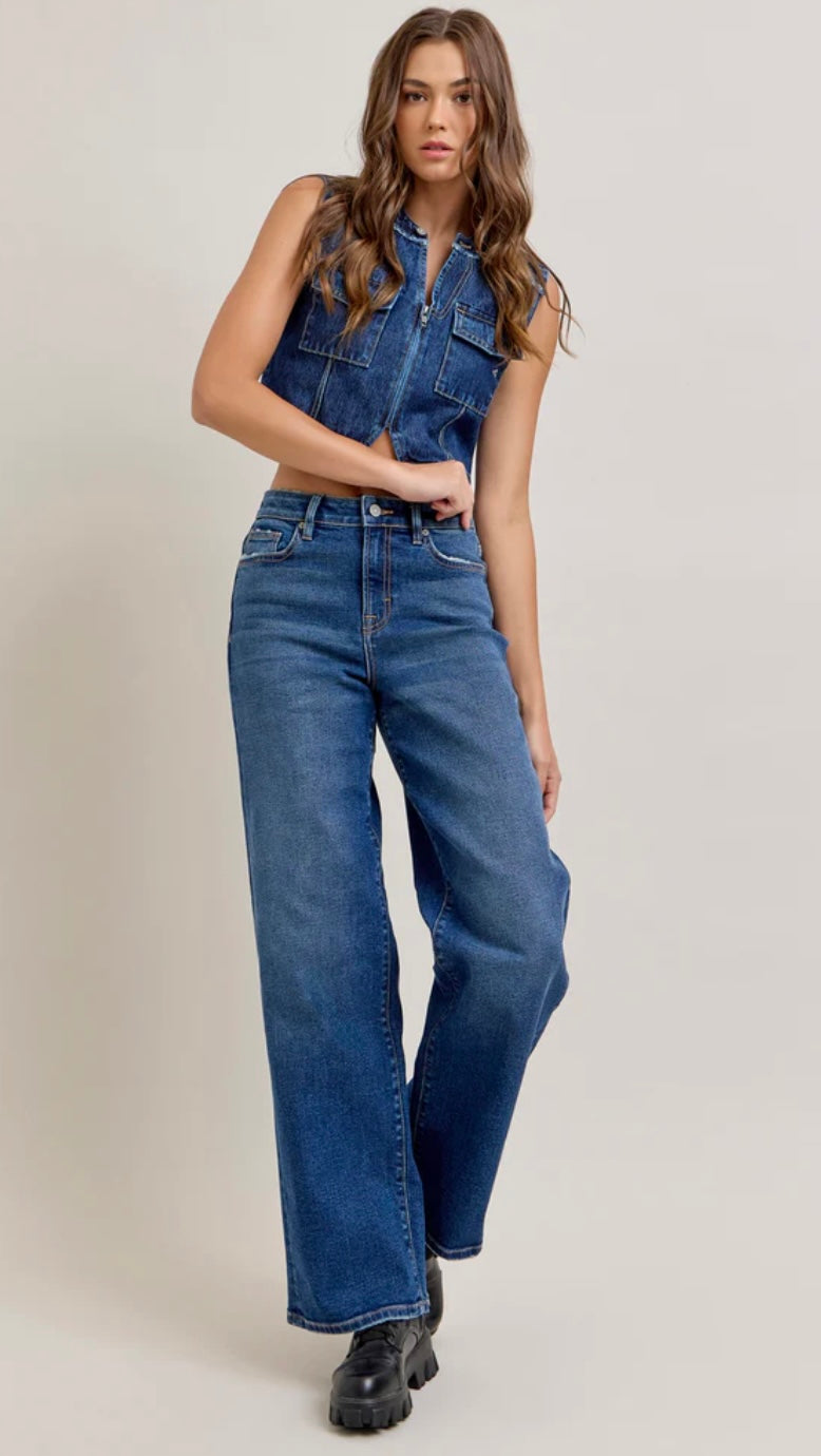 HIDDEN high rise wide leg dad jeans