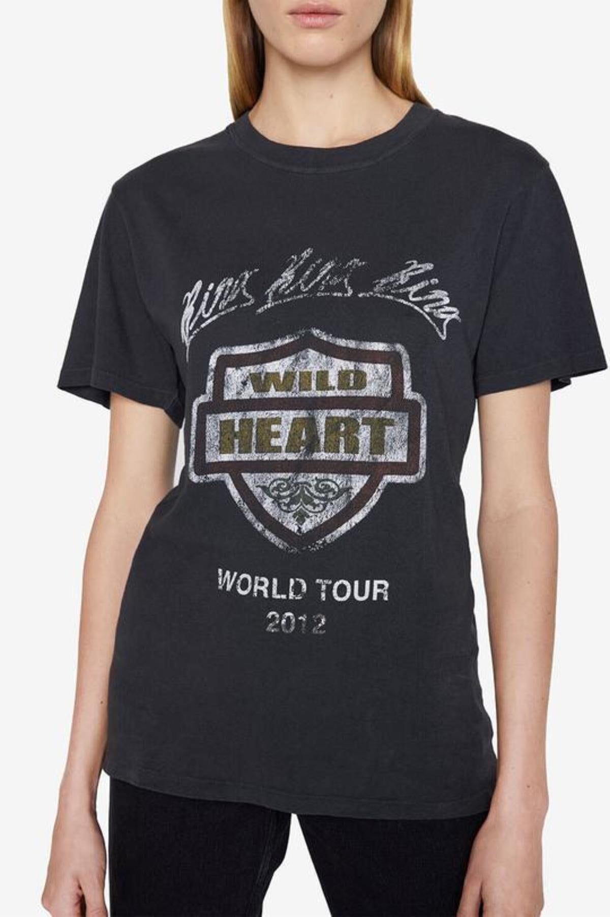 ANINE BING WILD HEART T-SHIRT CHARCOAL GREY