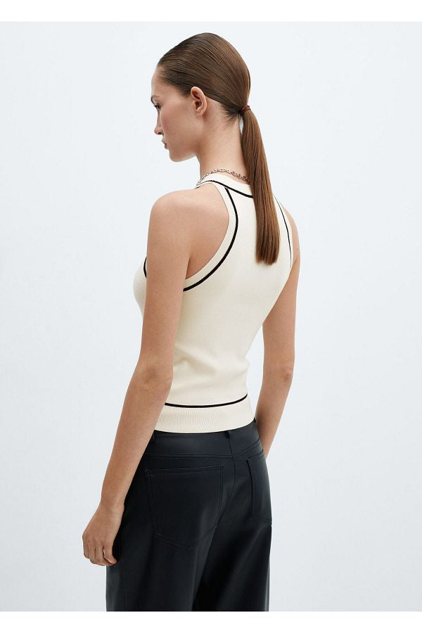 MANGO ivory/black stripe tank