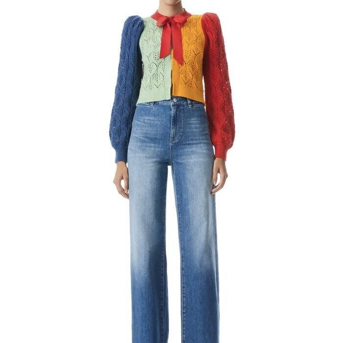 ALICE & OLIVIA multicolour cardigan with bow